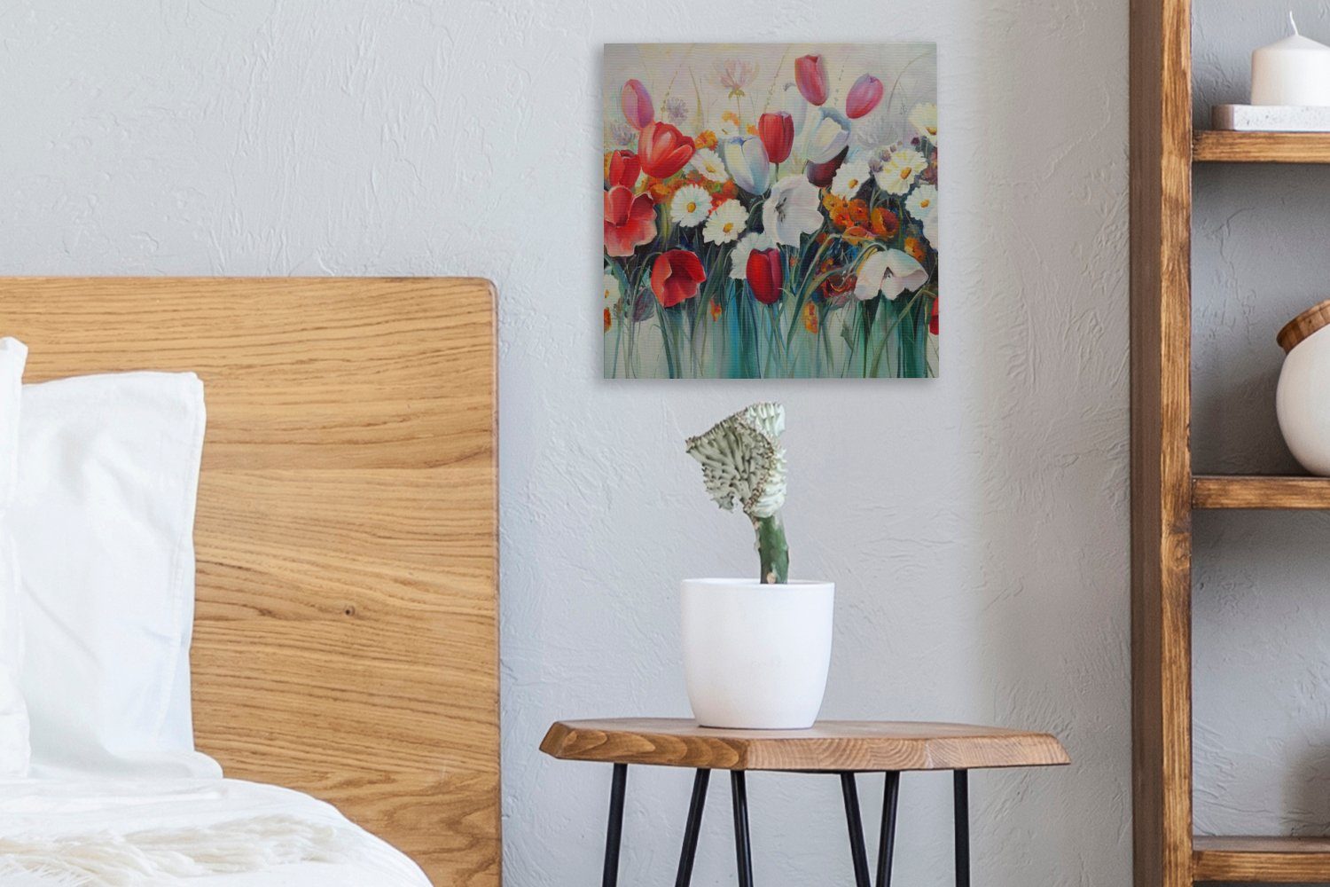 OneMillionCanvasses® Gemälde Malerei - Ölgemälde St), (1 - Blumen, Wohnzimmer Schlafzimmer für Leinwand Bilder