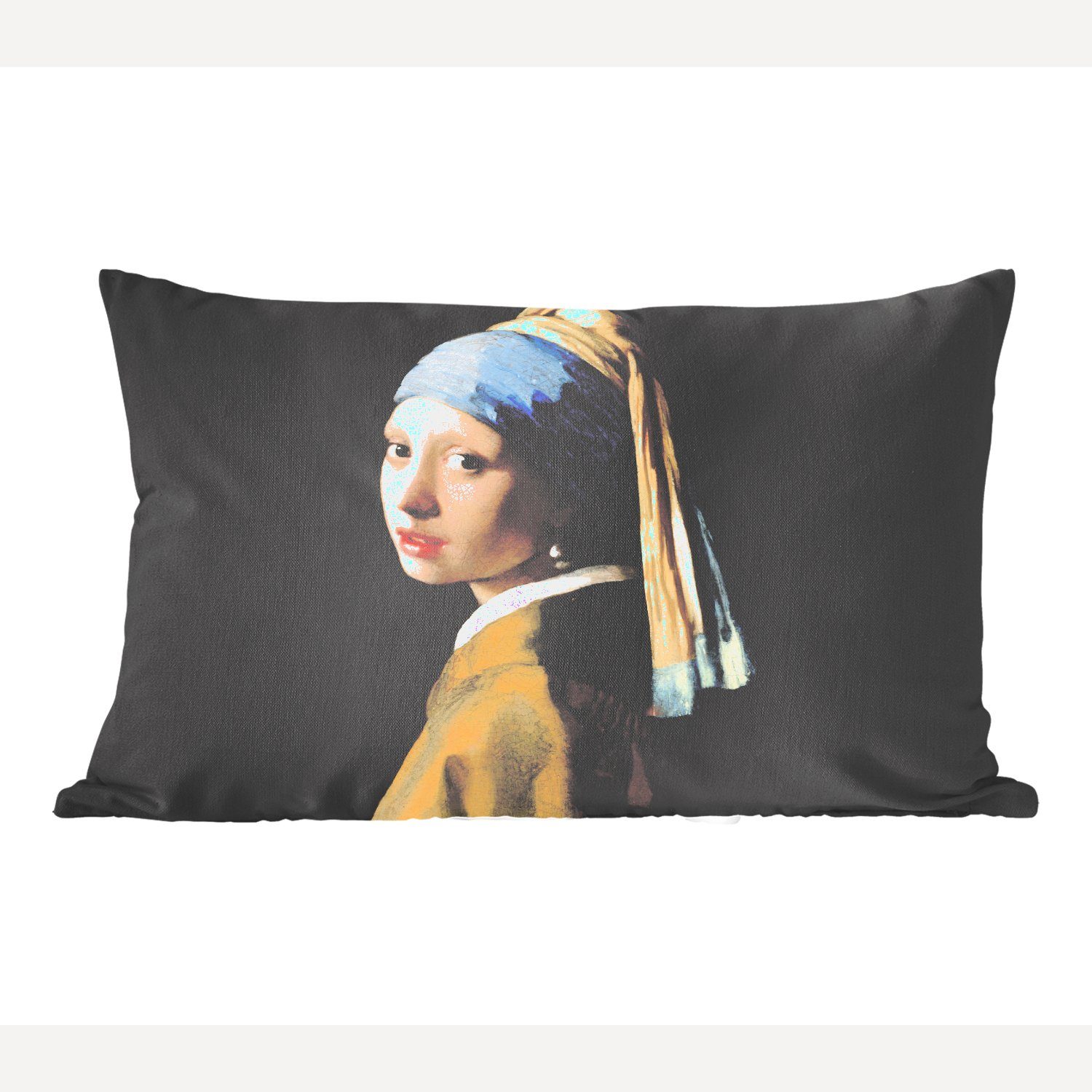 MuchoWow Dekokissen Mädchen mit Perlenohrring - Gemälde - Alte Meister - Vermeer, Wohzimmer Dekoration, Zierkissen, Dekokissen mit Füllung, Schlafzimmer
