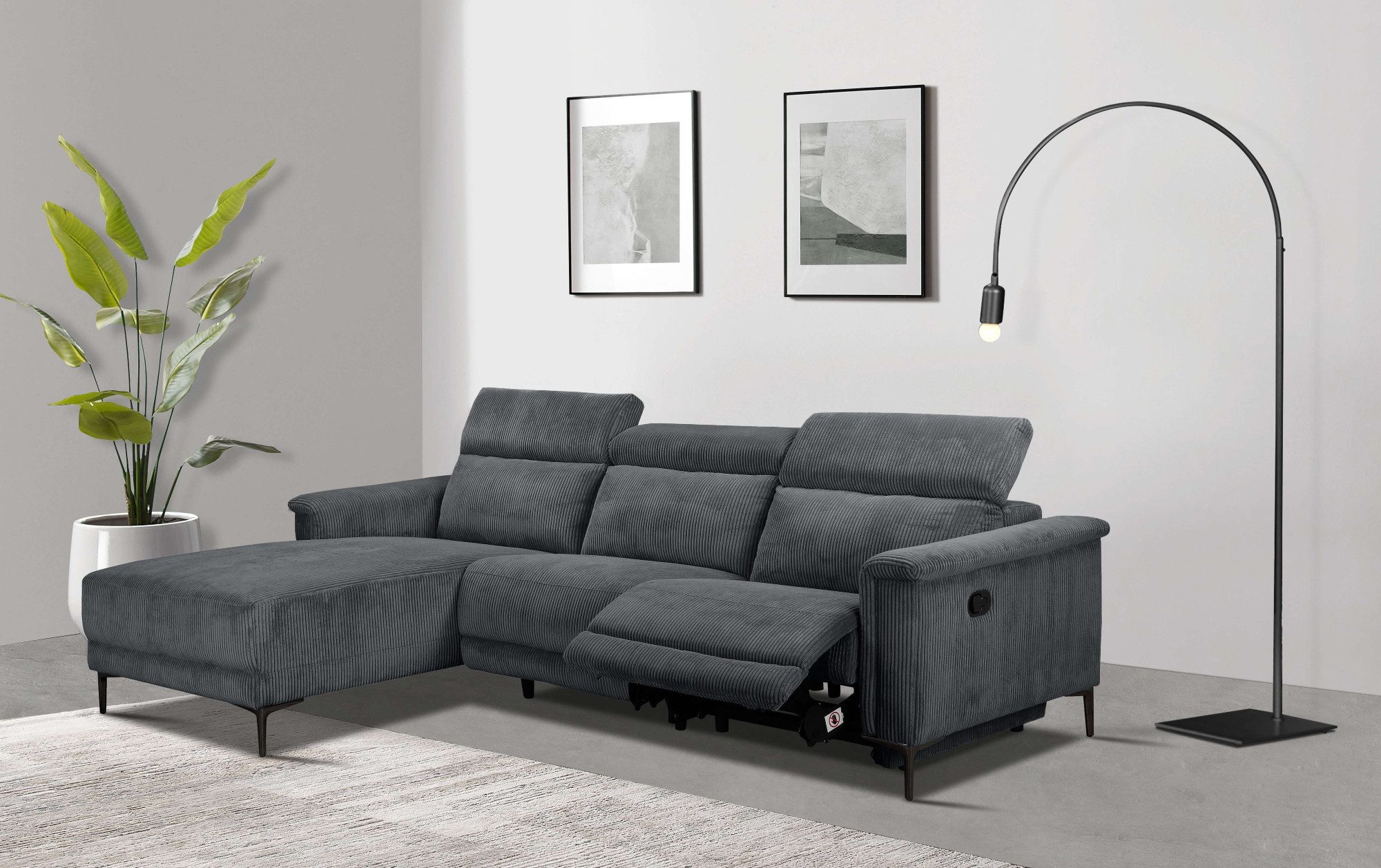 Places of Style Ecksofa "Lund in Cord, L-Form, 261 cm, manuelle und elektr. günstig online kaufen