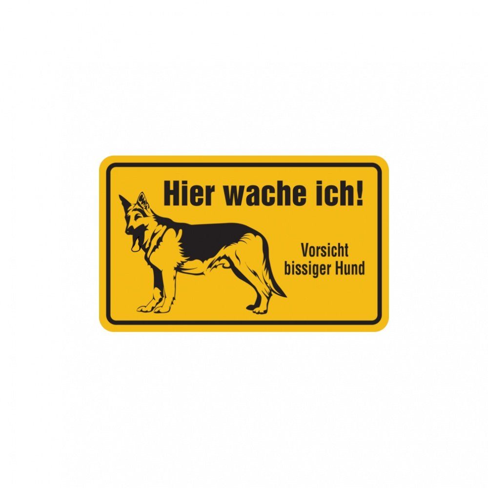 König Werbeanlagen Hinweisschild Hinweis, Hier wache ich! Vorsicht bissiger Hund, Alu, 120 x 200 mm