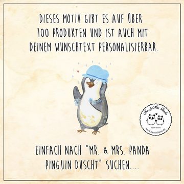 Mr. & Mrs. Panda Windlicht Pinguin Duschen - Transparent - Geschenk, Windlicht mit Gravur, baden (1 St), Elegante Ausstrahlung