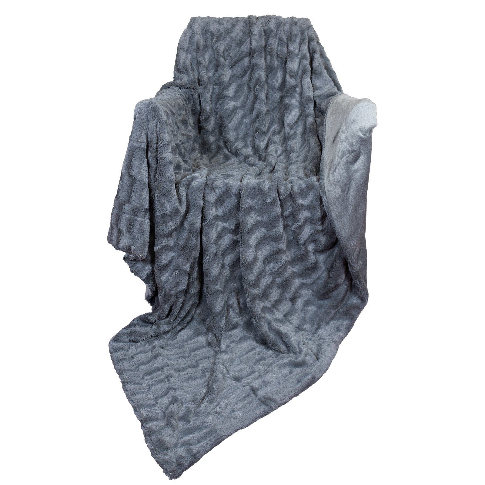 Wohndecke flauschige Kuscheldecke in Kaninchen Felloptik, Trendyshop365, 150x200 cm, Rückseite Flanell-Optik