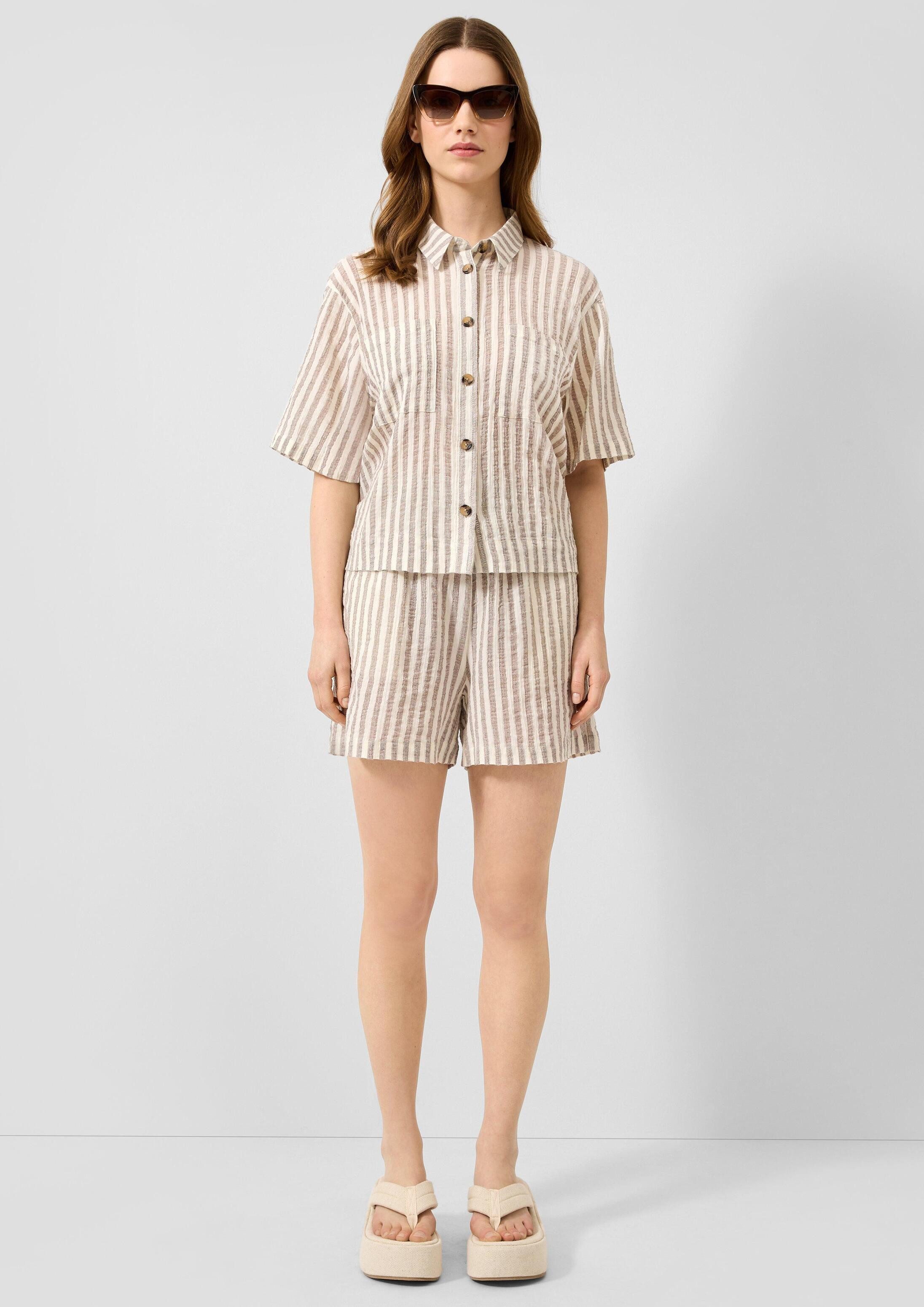 QS Shorts Hose Luftige Streifenshorts aus Baumwolle mit Futter