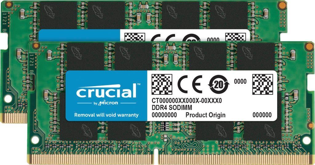 Crucial 32GB Kit (2 x 16GB) DDR4-3200 SODIMM Laptop-Arbeitsspeicher,  Busgeschwindigkeit: PC4-25600 (3200MHz)