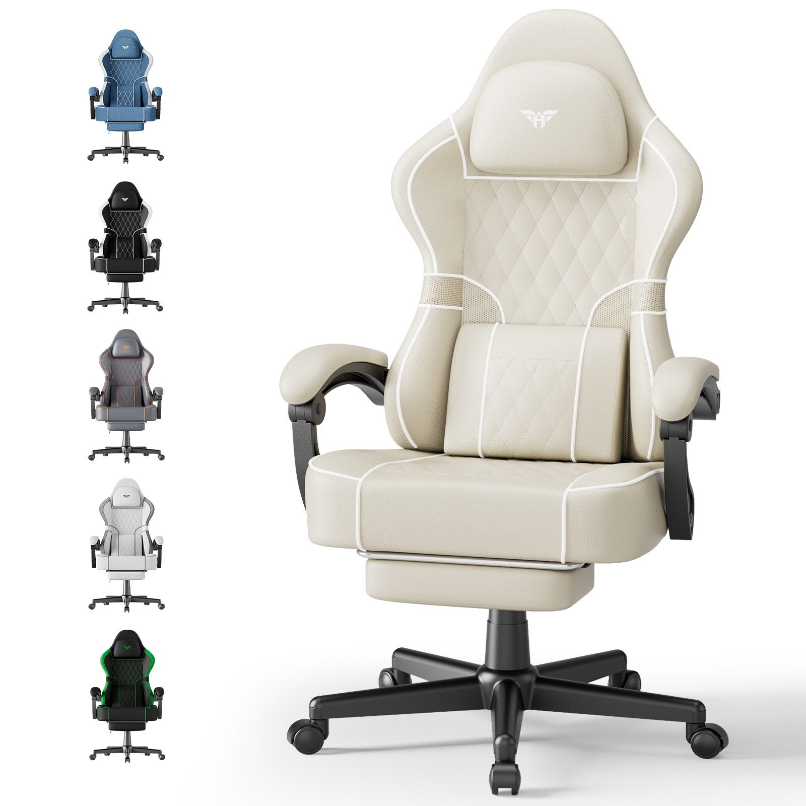 Huracan Gaming-Stuhl Gamer Chair mit verstellbare Kopfstütze und Lendenkissen,Ergonomisch