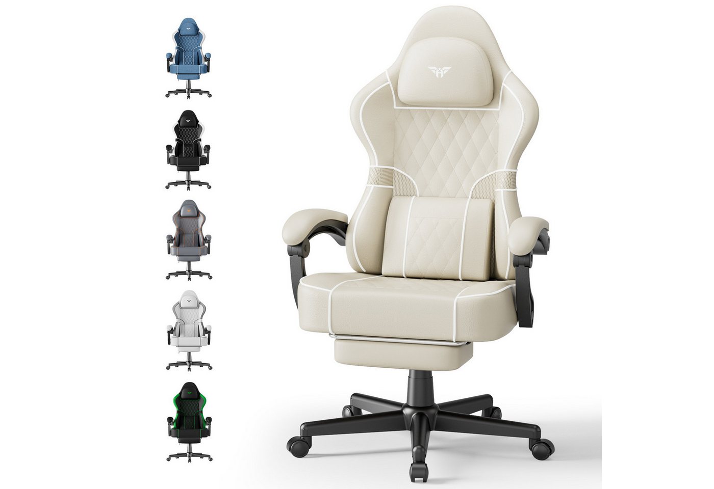 Huracan Gaming-Stuhl Gamer Chair mit verstellbare Kopfstütze und Lendenkissen,Ergonomisch