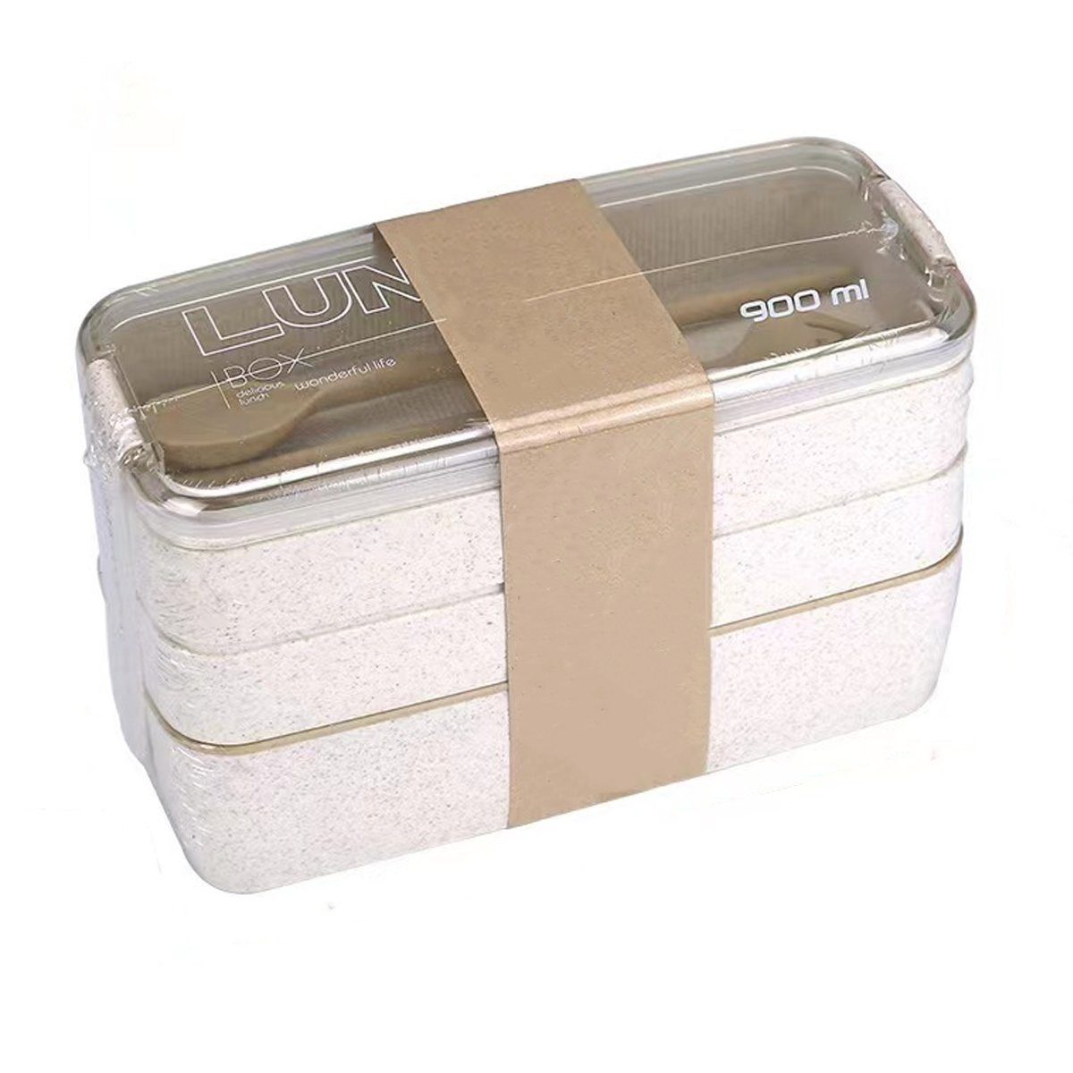 Jormftte Lunchbox Bento Box,lunchbox mit fächern,Lagige Vesperdose,für Erwachsene Kinder Beige