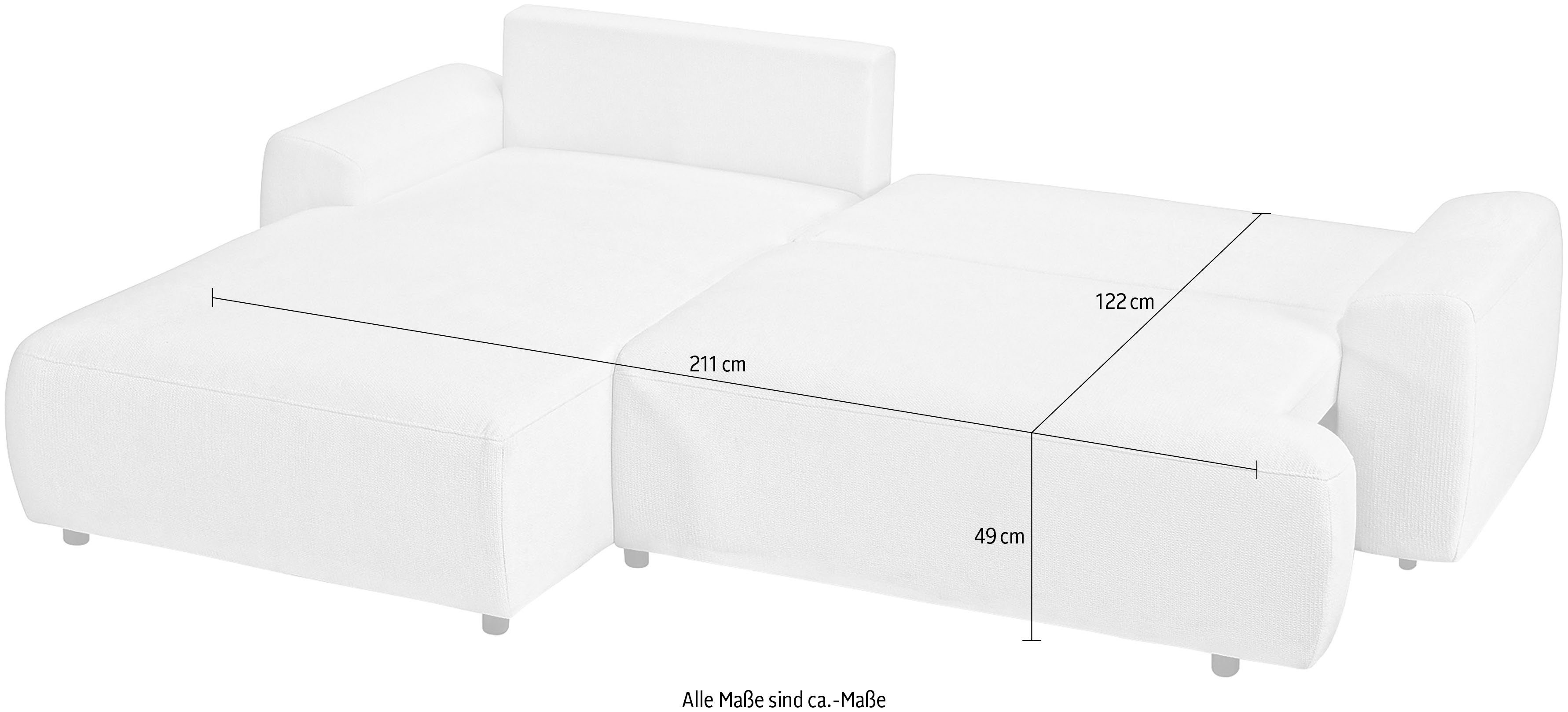 Teile, - 2 sofa exxpo Bettkasten in inklusive Bettfunktion fashion und Ecksofa, Bezug, angenehmen