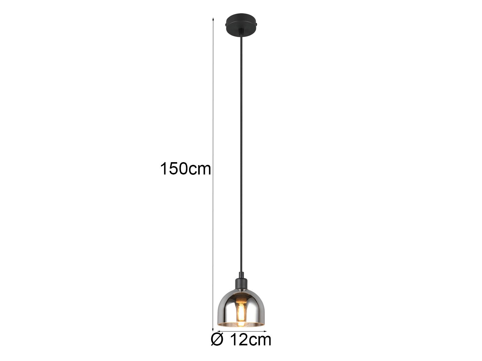 Reality Leuchten Pendelleuchte, ohne Leuchtmittel, kleine Hängelampe für Küchentisch, Nachttisch, Glas Chrom verspiegelt