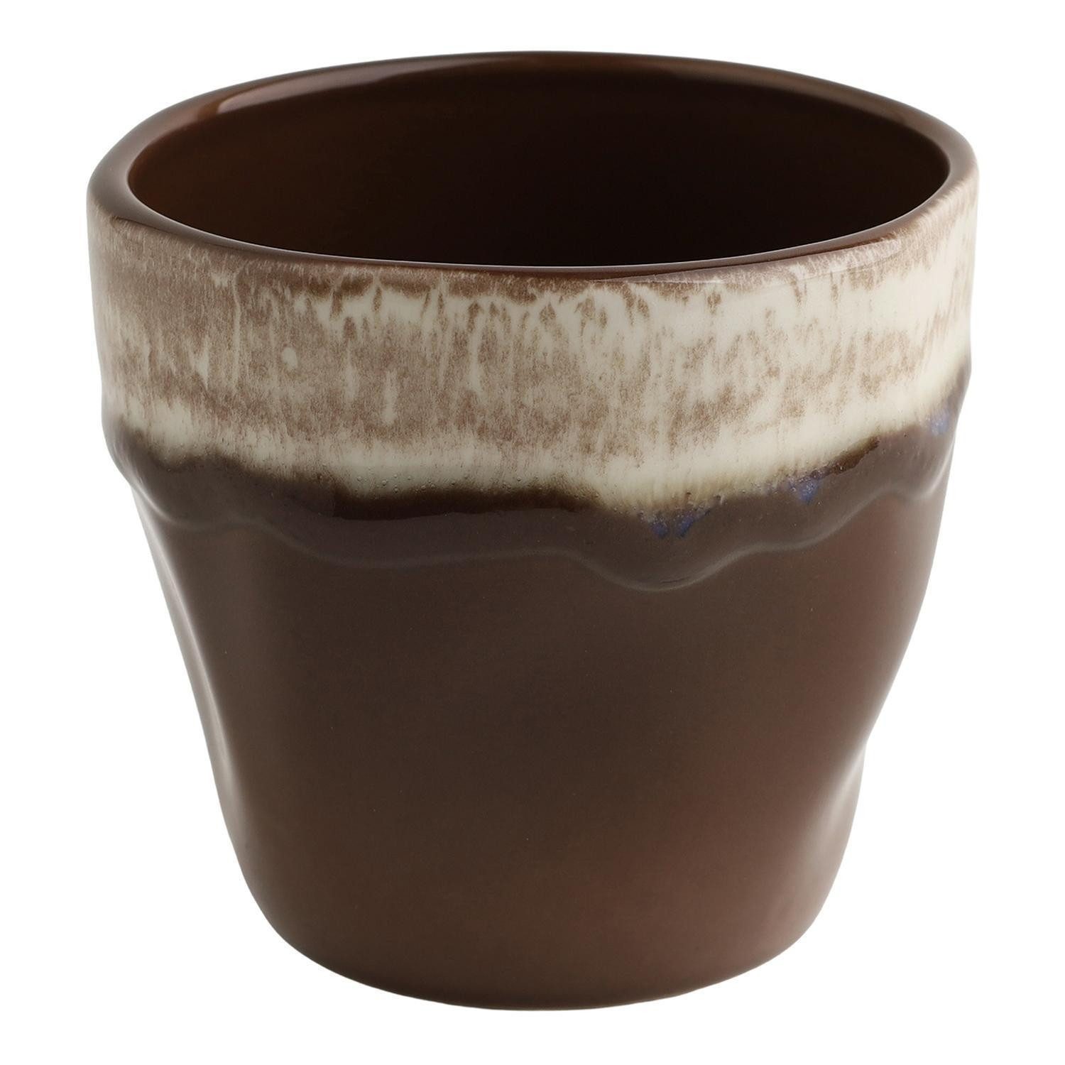 CreaTable Tasse Teebecher SQUEEZY MOCHA MOUSSE, 350 ml, Braun, 1-tlg., Steinzeug, Beige, glasiert