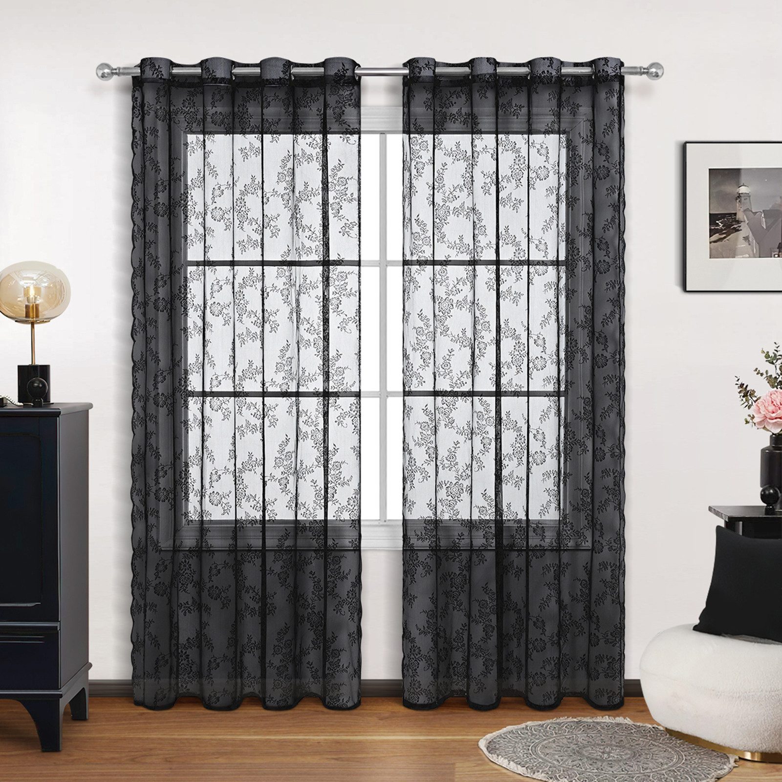 BTTO V&G Gardine Transparente Vorhänge, Florale günstig online kaufen