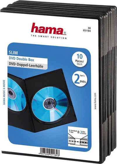 Hama DVD-Hülle DVD-Doppel-Leerhülle Slim, 10er-Pack, Schwarz, Schutzhülle, Cover