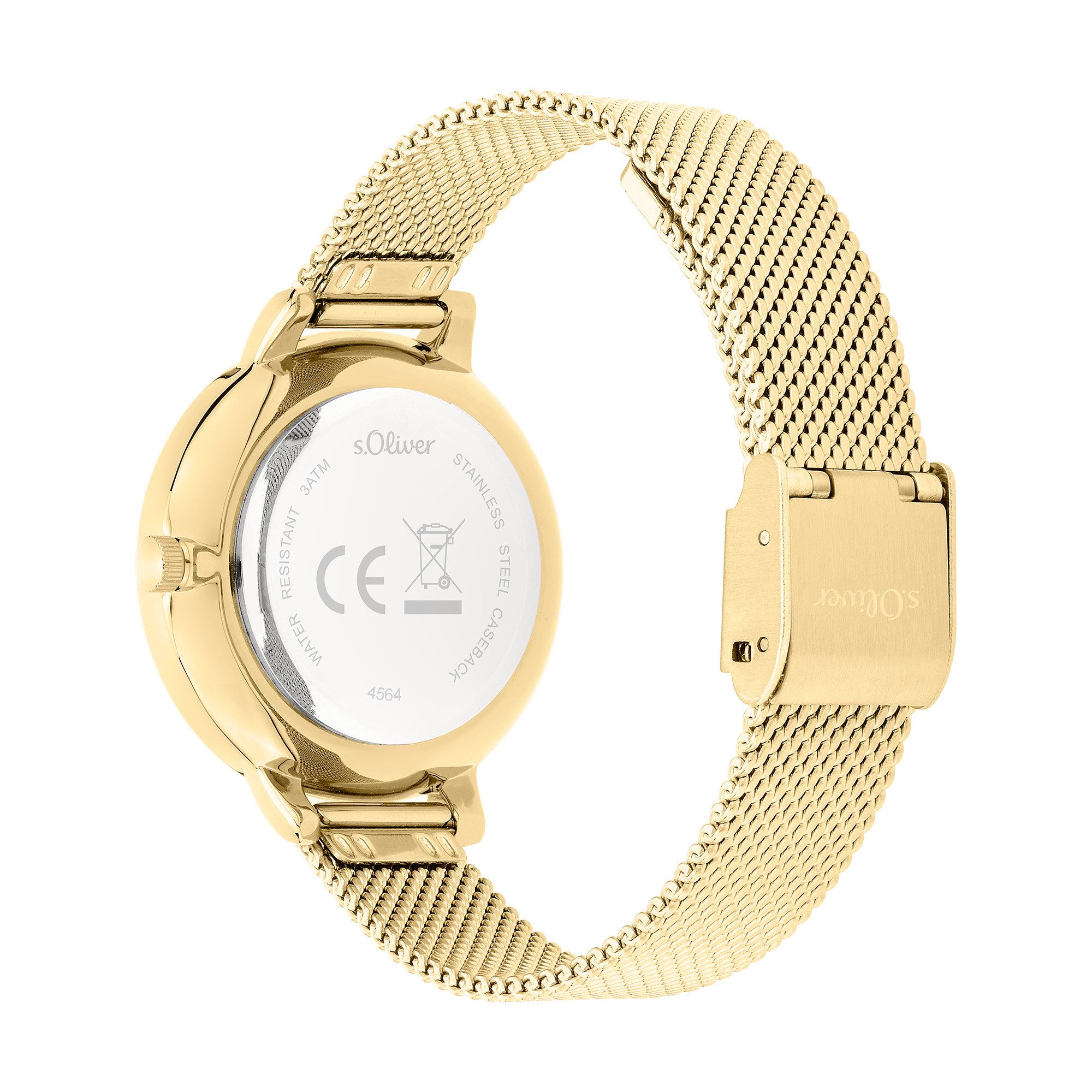 s.Oliver Quarzuhr Lovely Time SO-4564-MQ, Armbanduhr, Damenuhr, Edelstahlarmband, analog