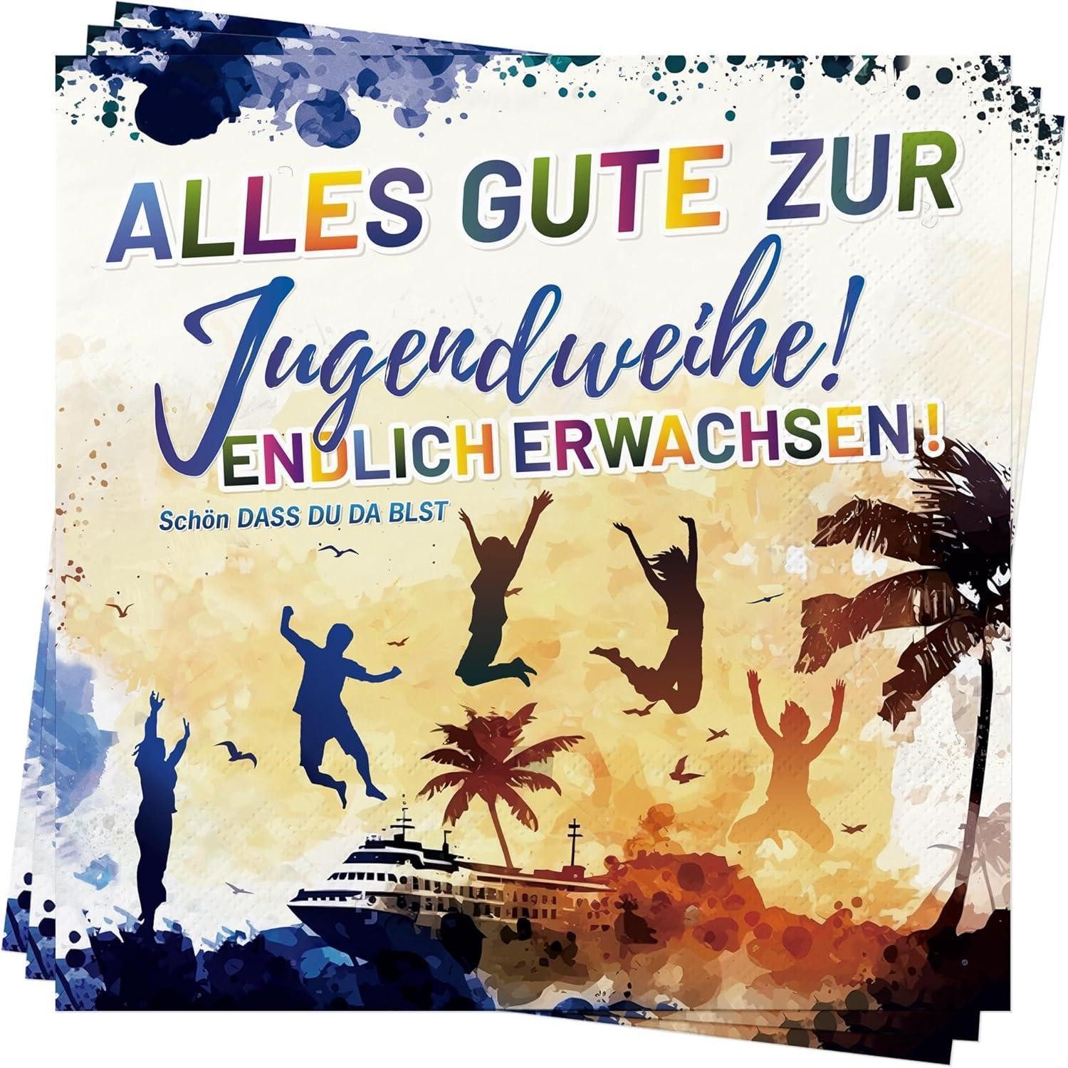 LuxusKollektion Papierserviette Servietten Jugendweihe Deko 3-lagig 33x33cm Alles Gute zur Jugendweihe