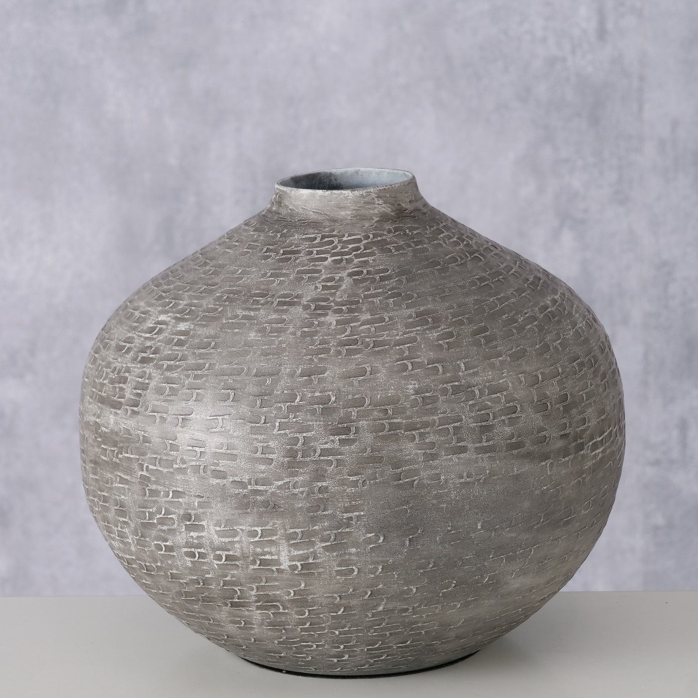 BOLTZE Dekovase "Tanish" Blumenvase Vase grau, in aus Metall