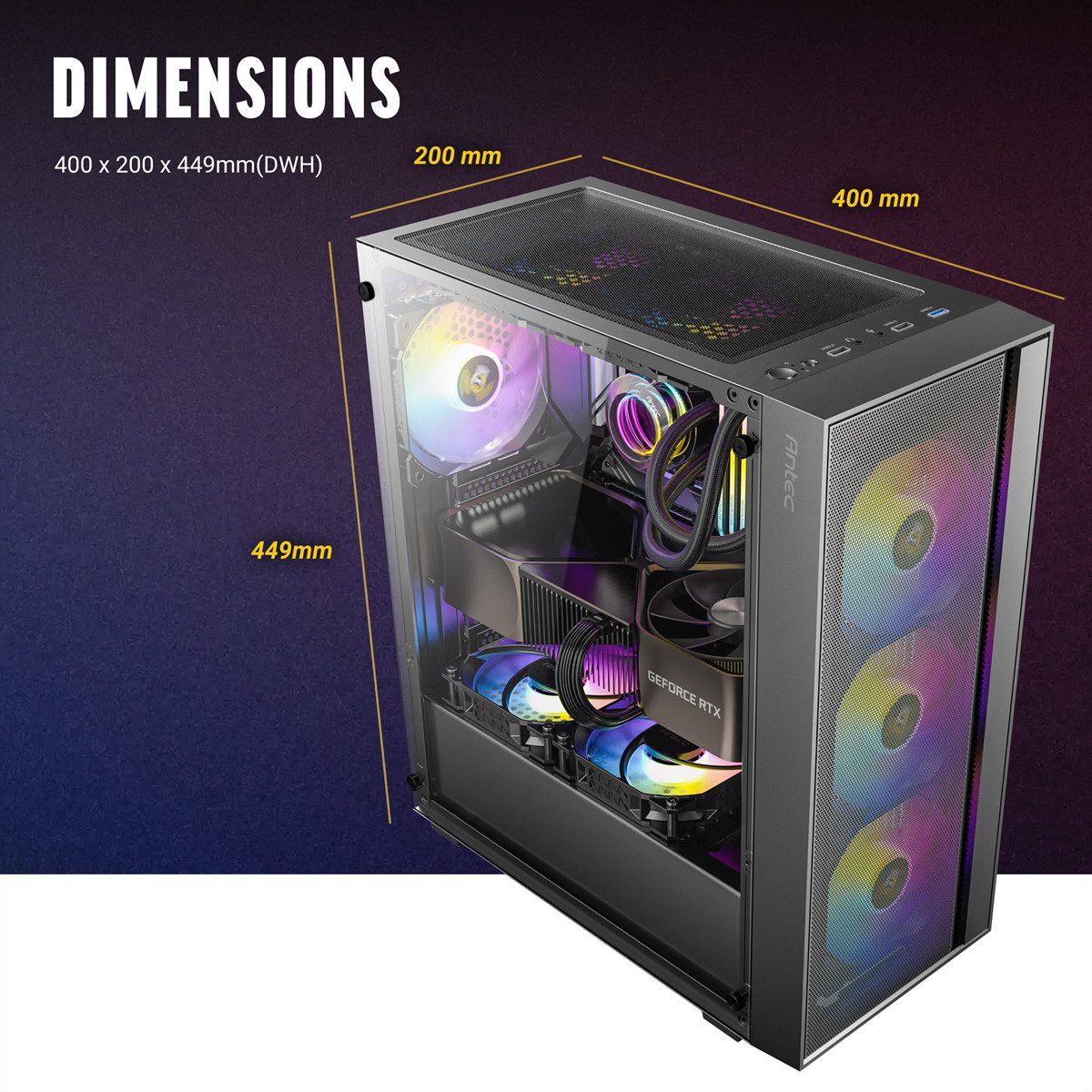 Antec PC-Gehäuse AX65 ARGB PC Gehäuse Midi Tower Gaming ATX