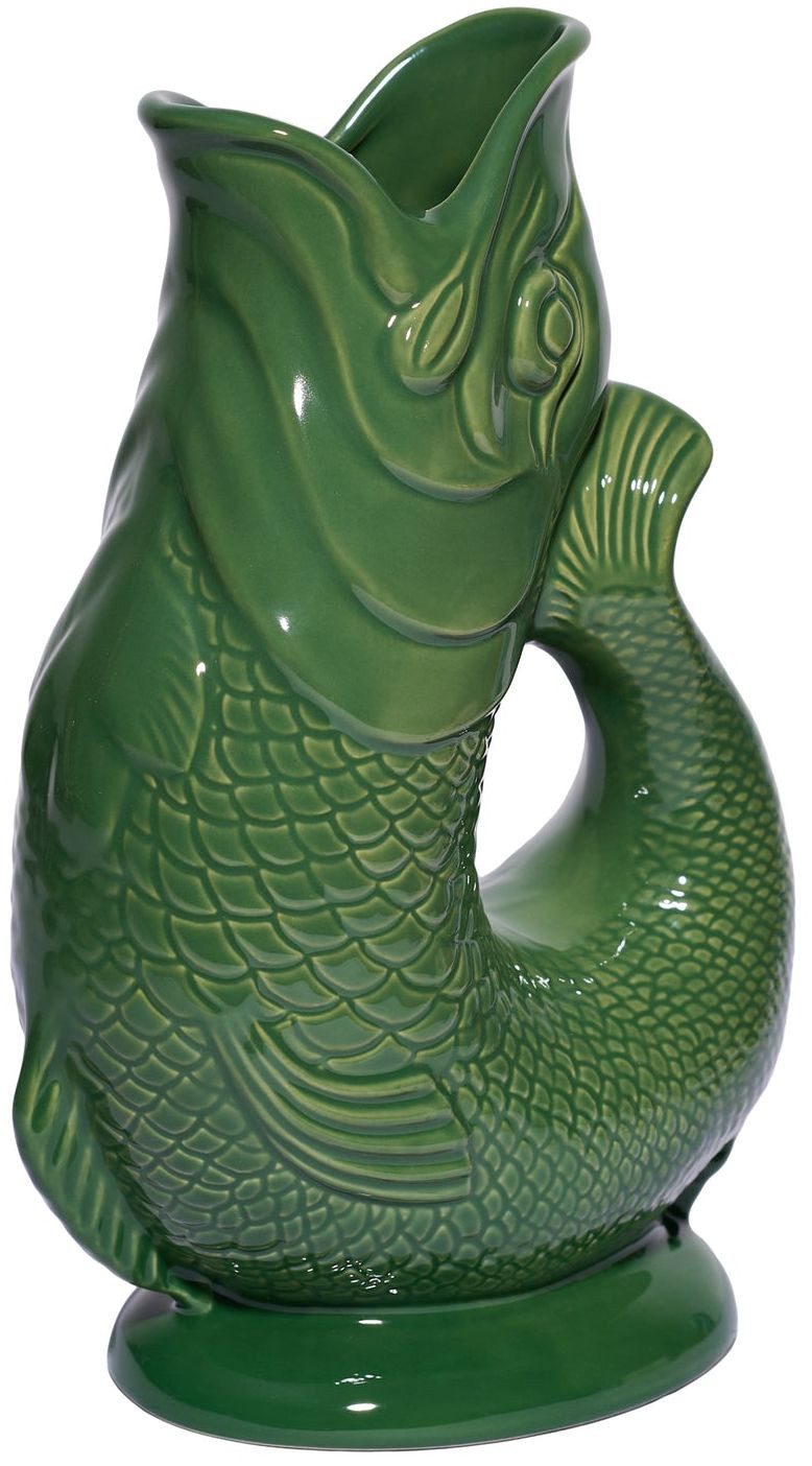 Gluckigluck Wasserkaraffe, (Original Gluggle Jug aus England), mit Gluckergeräusch, handgefertigt, ikonisches Fisch-Design, 1,2 L