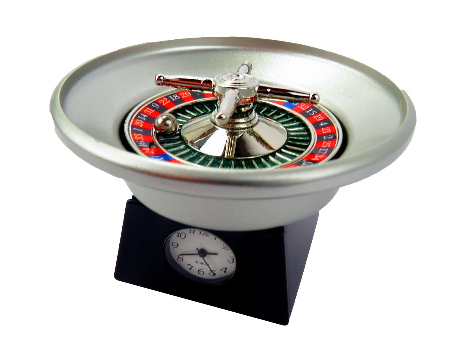 Siva Standuhr Tischuhr Roulette Spielbank Metall Quarzuhr