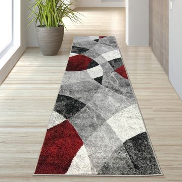 Teppich Teppich Rauten Design in rot grau, TeppichHome24, rechteckig