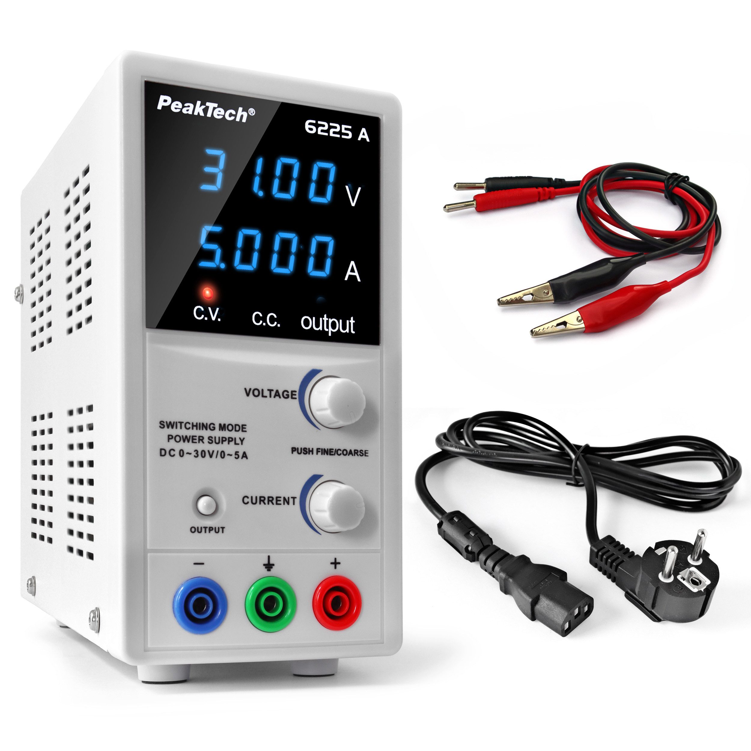 PeakTech 30 V 5 A DC Labornetzteil 0–30 V/0–5 A DC, regelbar Labor-Netzteil
