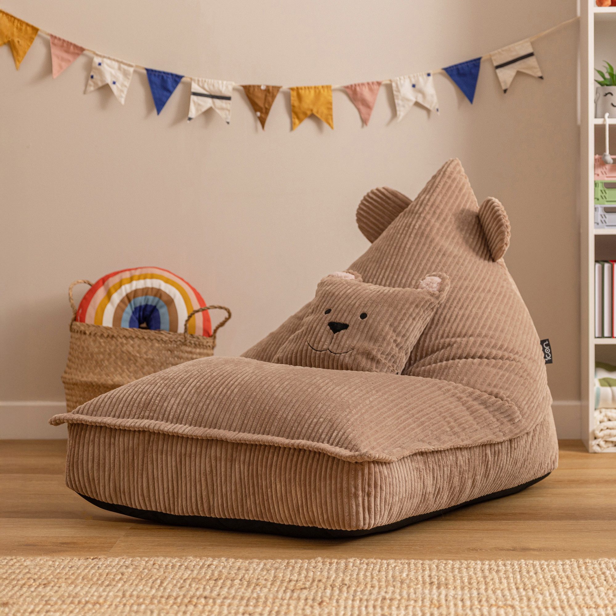 icon Sitzsack Kinder Animalfreunde mit Kissen aus Cord, 72x102x66cm, Made in Germany, für Kinderzimmer