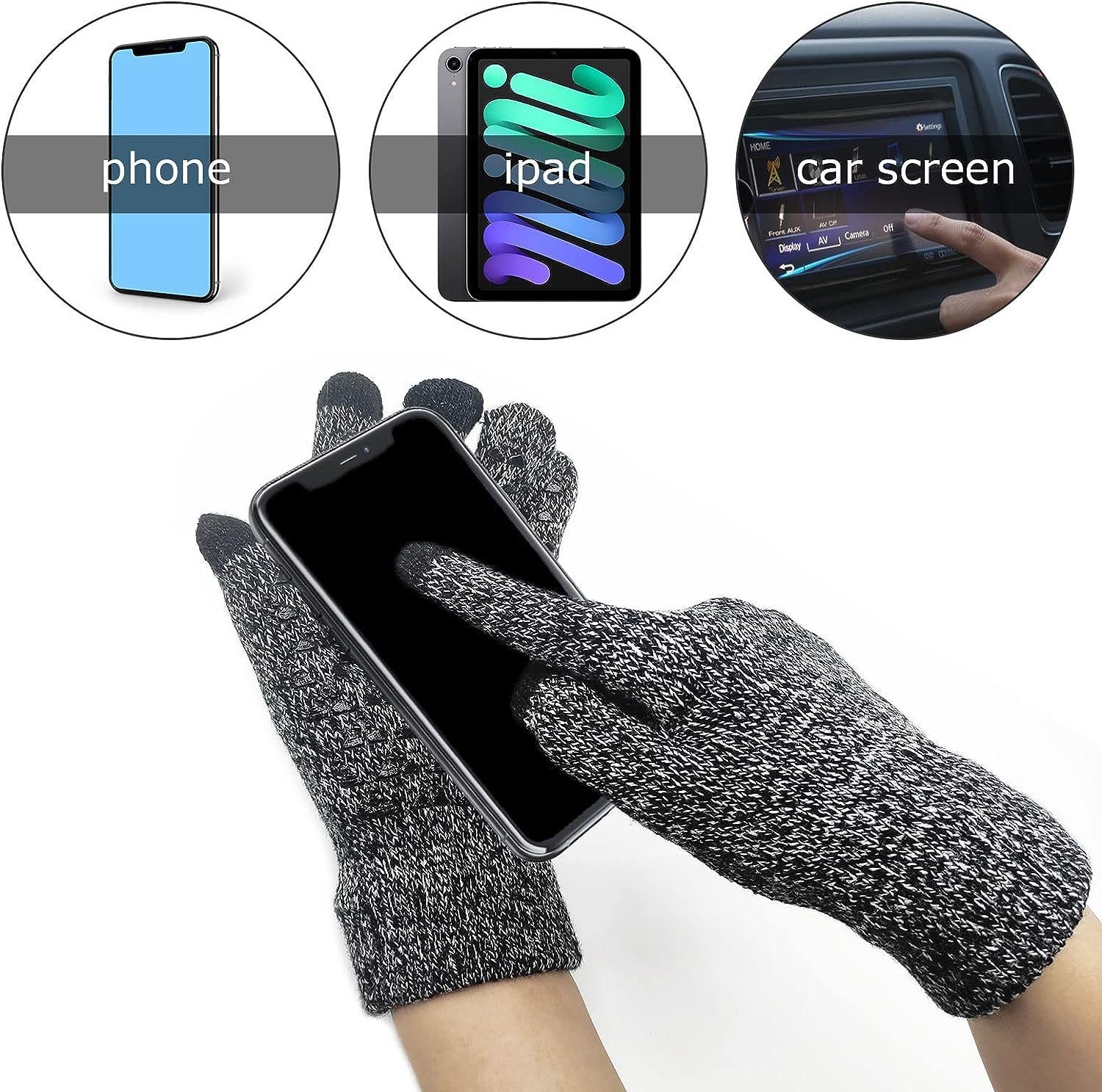 Touchscreen-Thermo-Handschuhe autolock Winterhandschuhe, Warme Fleecehandschuhe schwarz