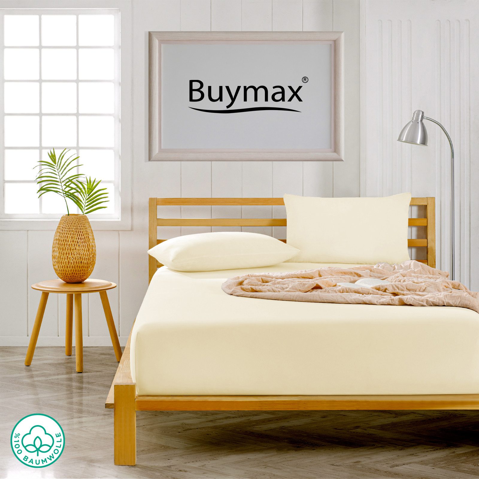 Buymax Kissenbezüge Kissenbezug 100% Baumwolle Premium Jersey, (2 Stück), Kissenhüllen, Reißverschluss, atmungsaktiv, unifarben, einfarbig
