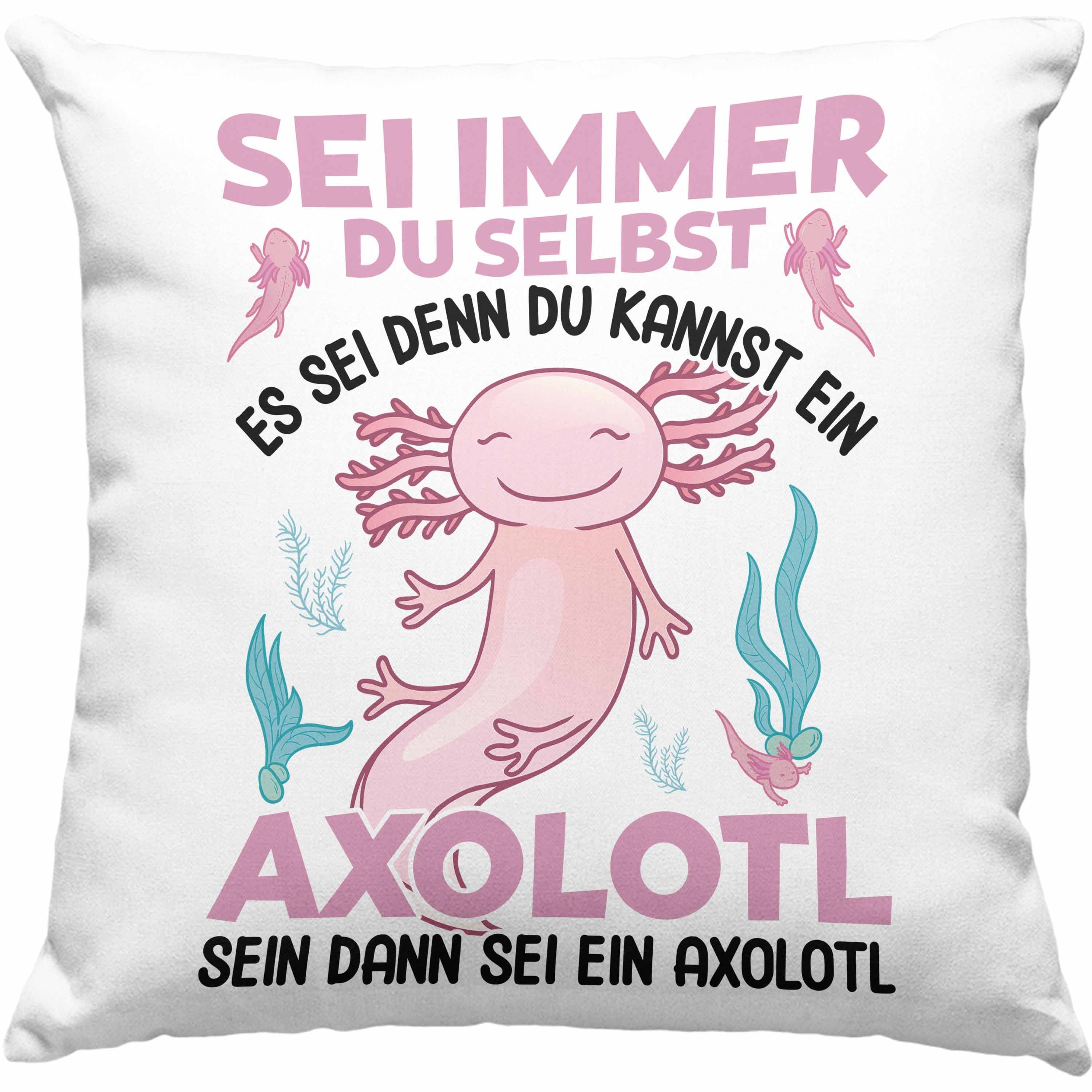 Schwanzlurch Haustier Sei Geschenk Kissen Lustig mit Dekokissen - Füllung Immer Dekokissen Du Trendation Selbst Axolotl 40x40 Trendation - Geschenkidee Axolotl-Liebhaber Rosa