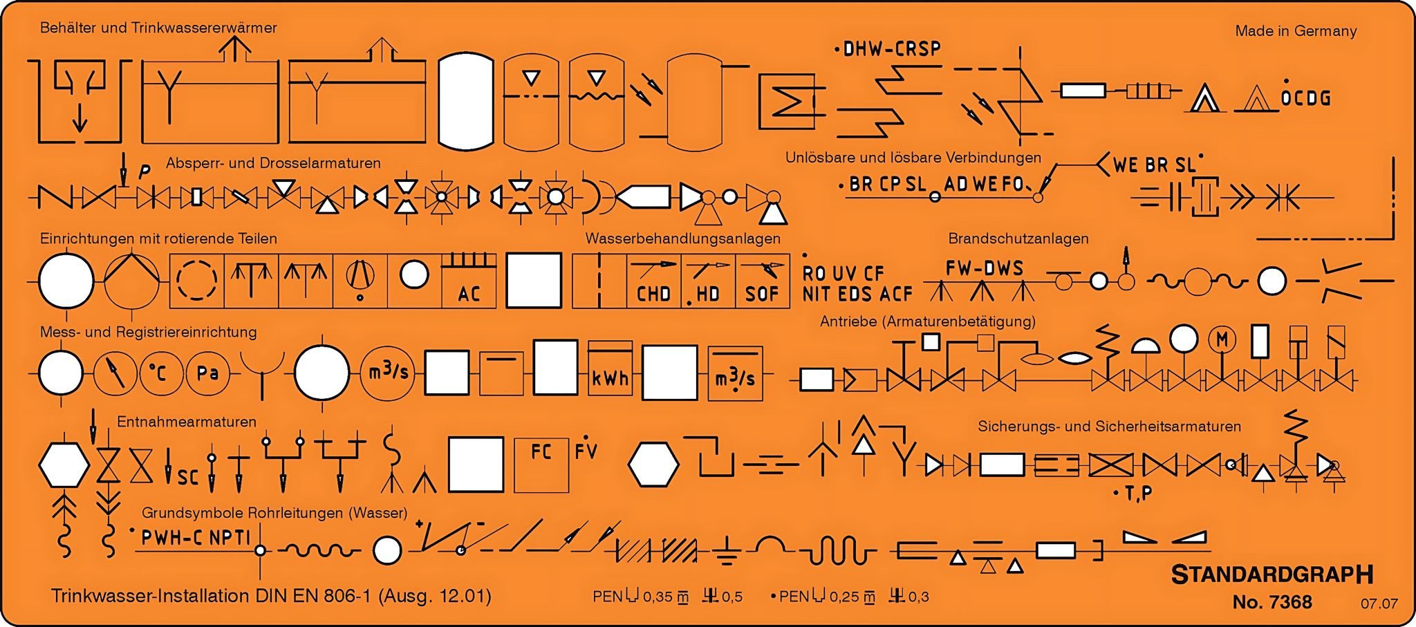 STANDARDGRAPH Zeichenlineal Standardgraph Trinkwasser-Installation DIN EN 806-1 1 Stück