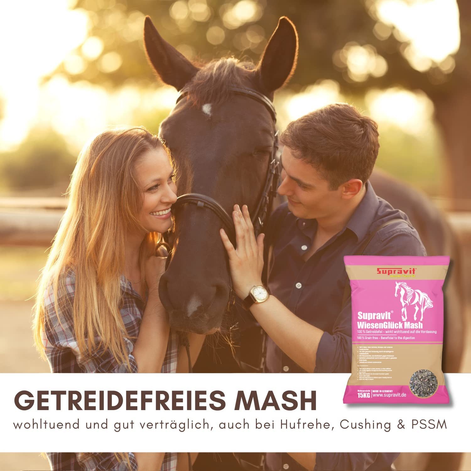 Supravit WIESENGLÜCK getreidefreies Mash 15kg - 100% melassefreies Pferdefutter MASH, Ergänzungsfutter für: Pferd