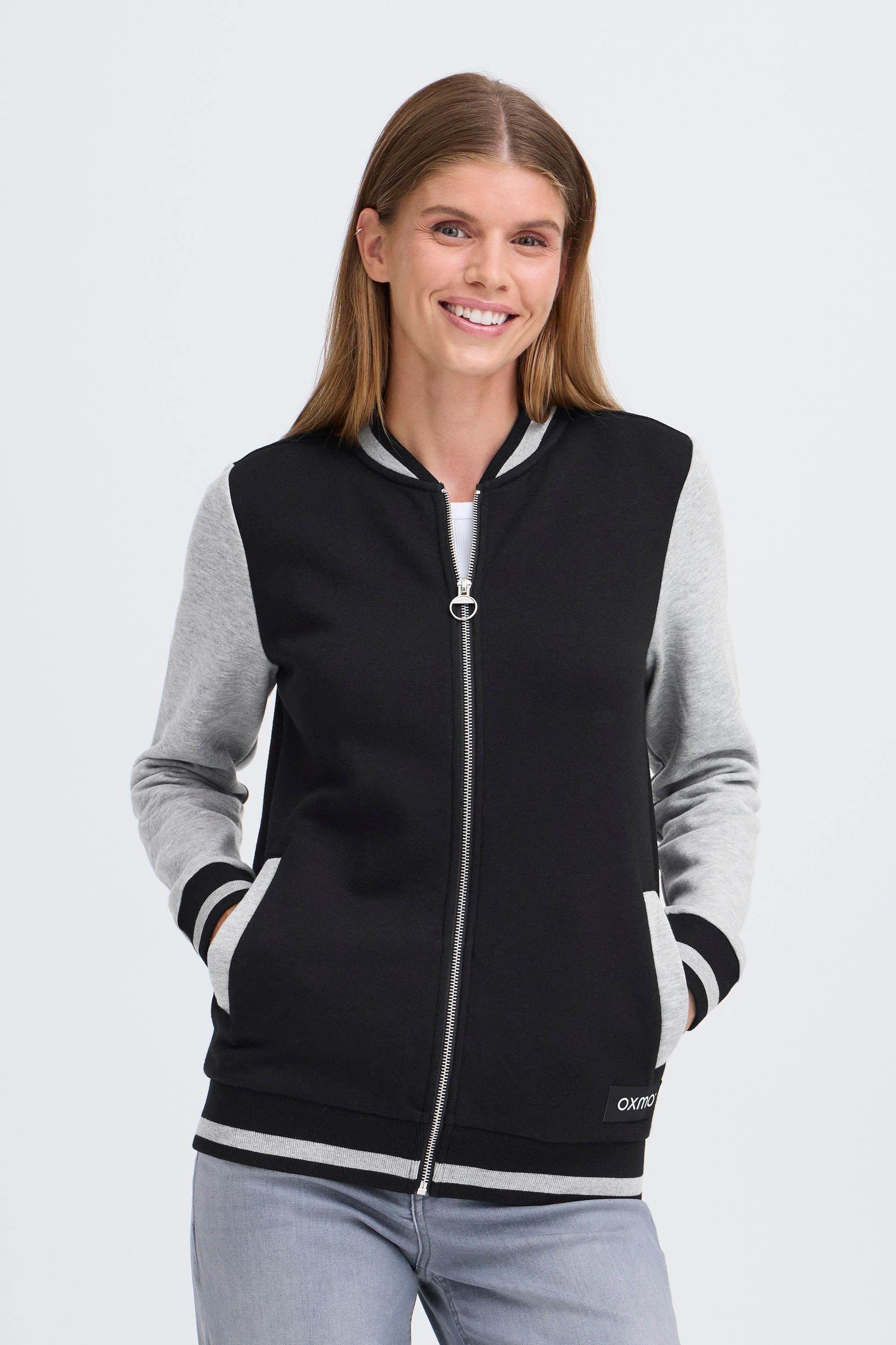 OXMO Sweatjacke OXOnana Lässige Sweatjacke im College-Style