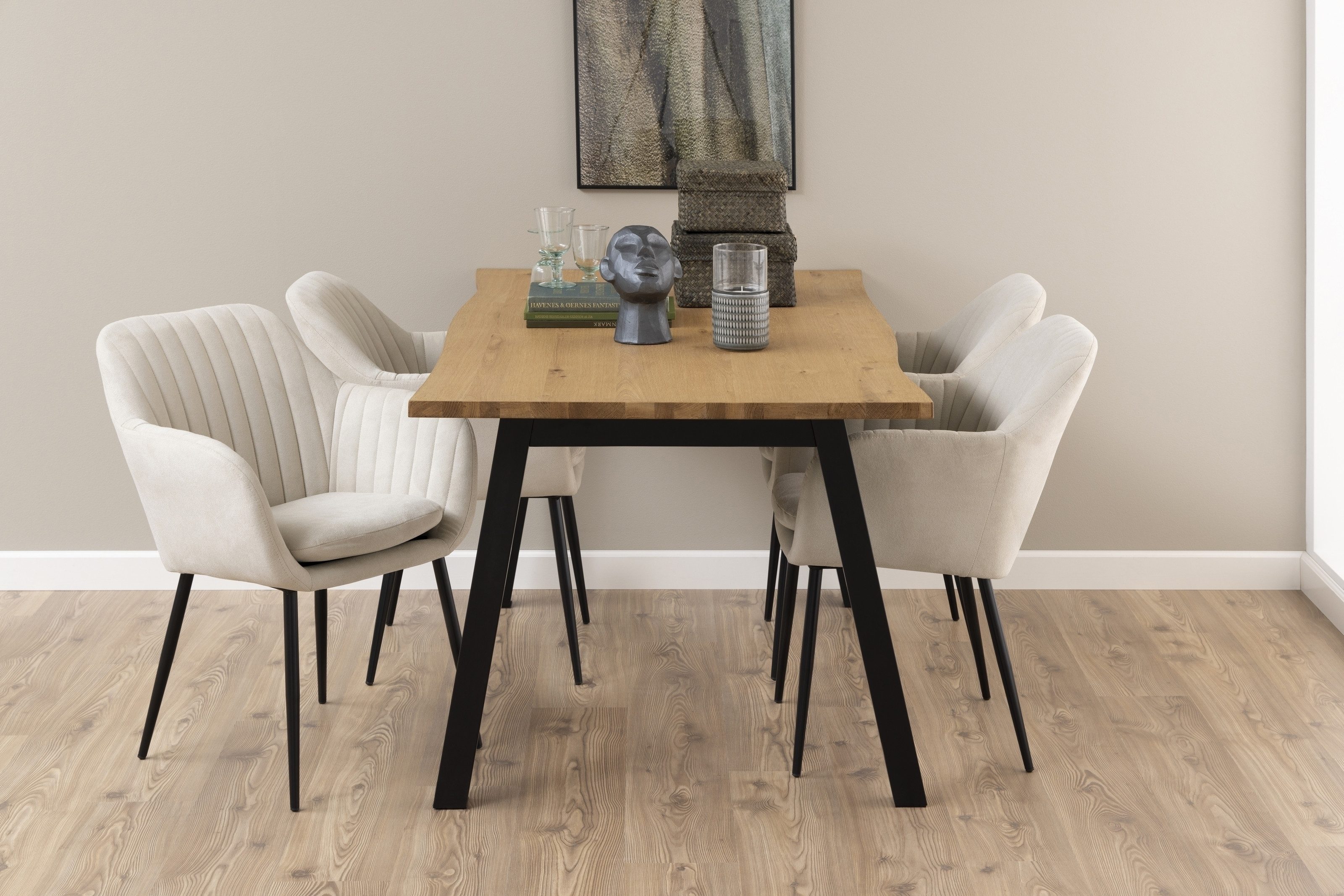 ACTONA GROUP Armlehnstuhl in sand, Stoff, Stahl - 57x83x61cm (BxHxT)