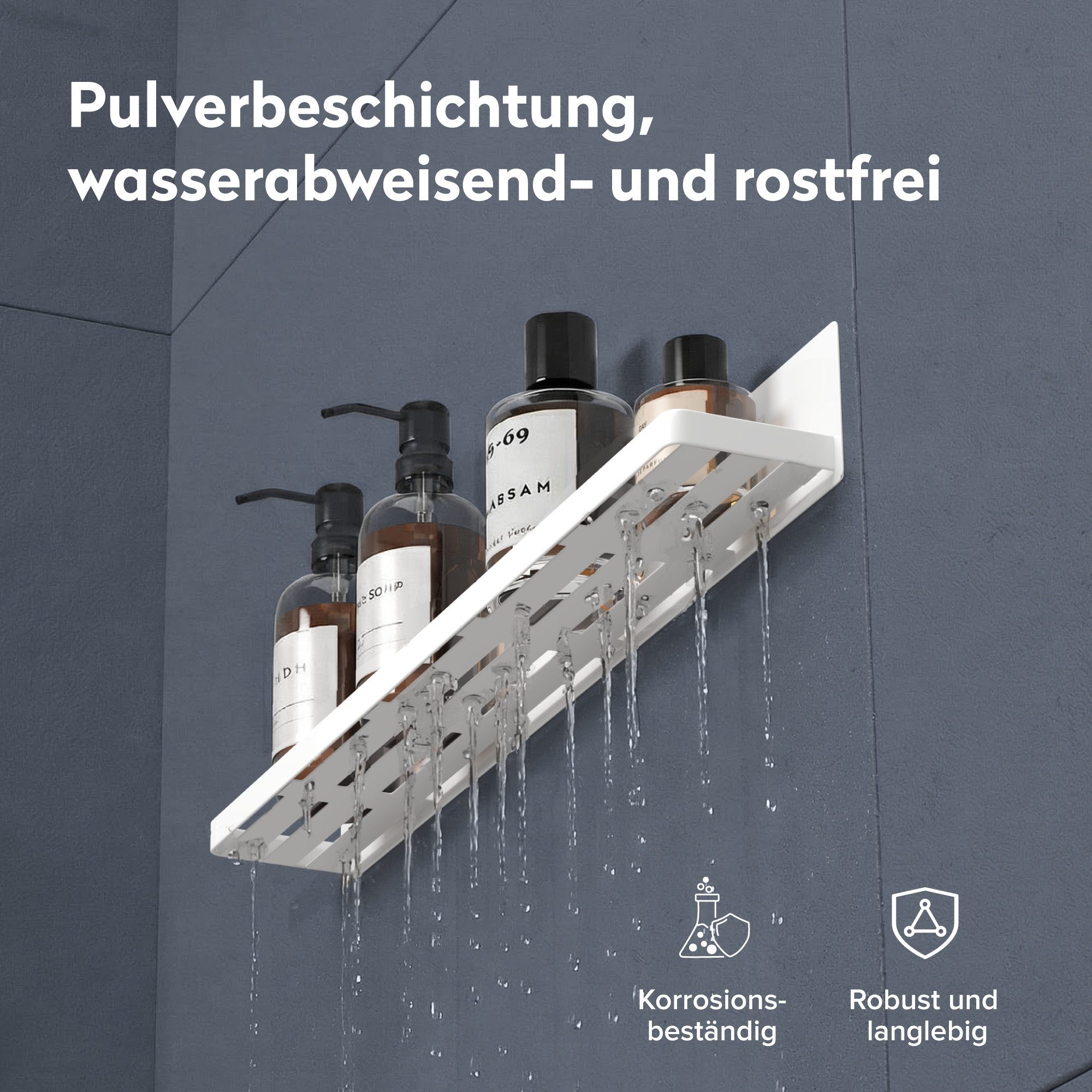 doporro Duschablage Duschregal Badezimmerablage 60cm magnetisch aus Carbonstahl Reglo-01, Magnetisch, Pulverbeschichtung