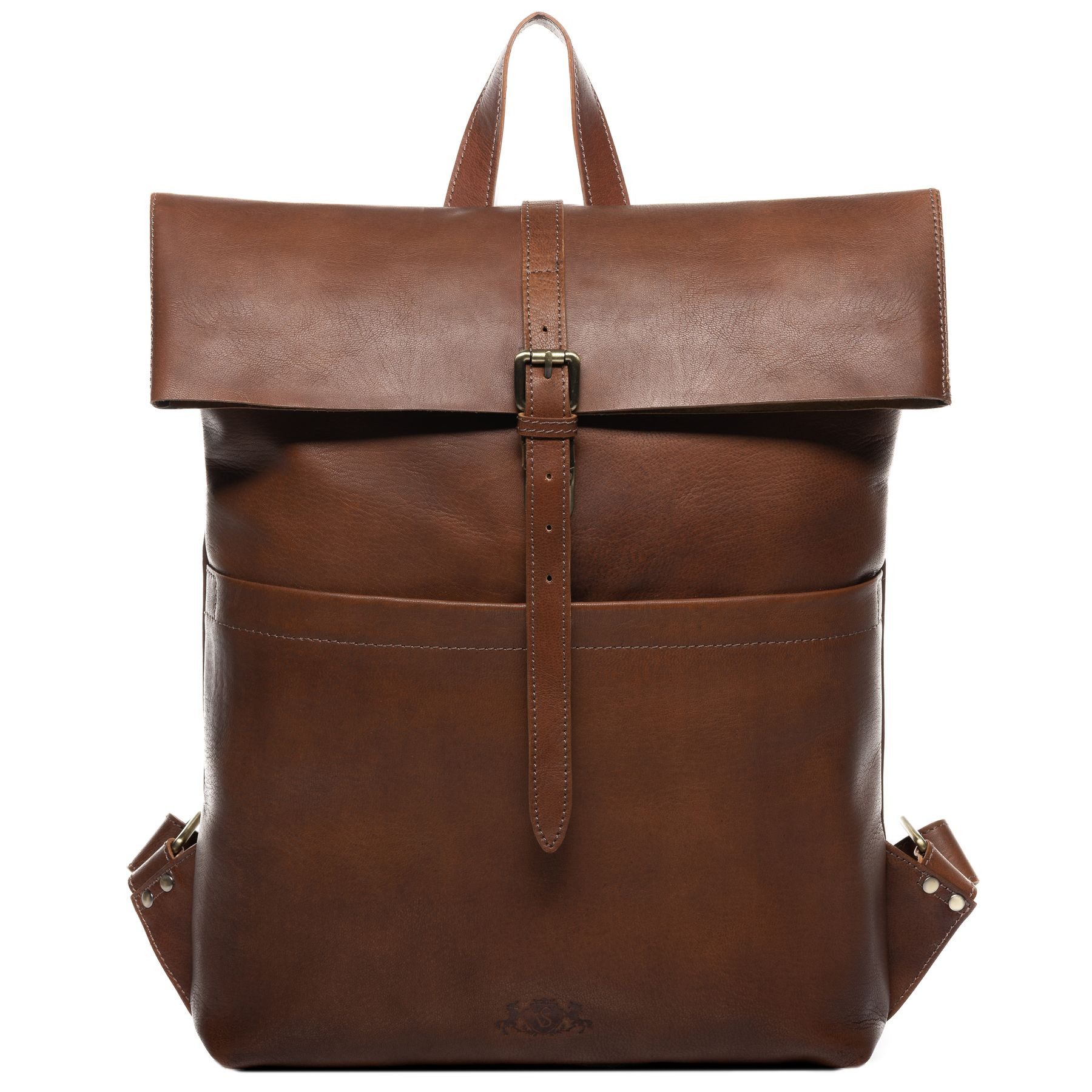 SID & VAIN Rucksack echt Leder Rucksack 15 Zoll Laptop Fach chestnut, Cityrucksack 15,4 Zoll Echtleder Damen Herren Vintage-hellbraun
