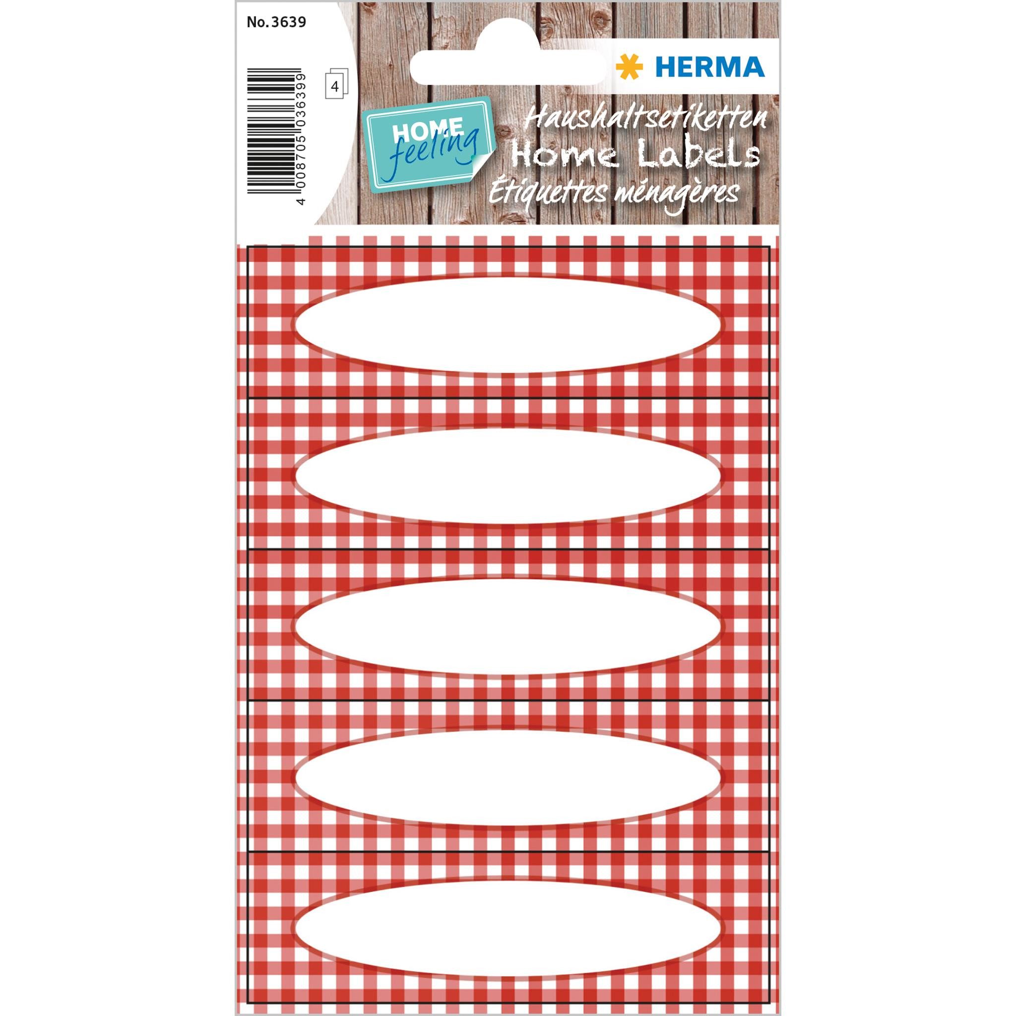 HERMA Ярлыкиpapier Herma Ярлыки für den Haushalt 76 x 23 mm Vichy-Karo rot 4 Bl 20