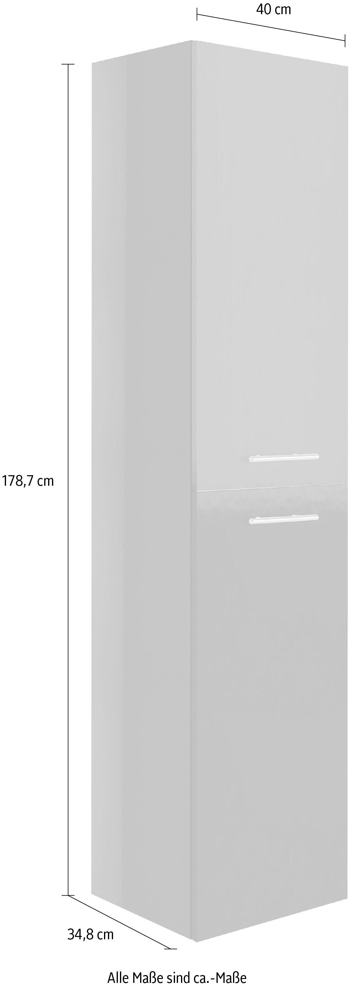 MARLIN Hochschrank 3040, Breite Struktur Weiß | 40 cm Struktur Weiß Eiche Eiche