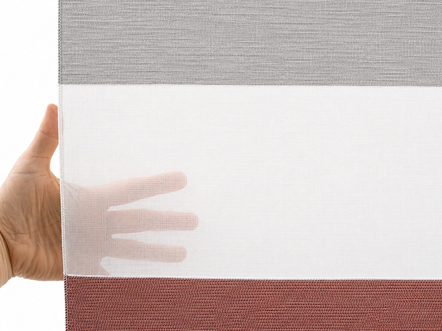 Clever-Kauf-24 Scheibengardine Mini Flächenvorhang 2280-09 rot 3 tlg., Miniflächenvorhang (3 St), Stangendurchzug, halbtransparent, Mini Flächenvorhang – Bild 3 von 5