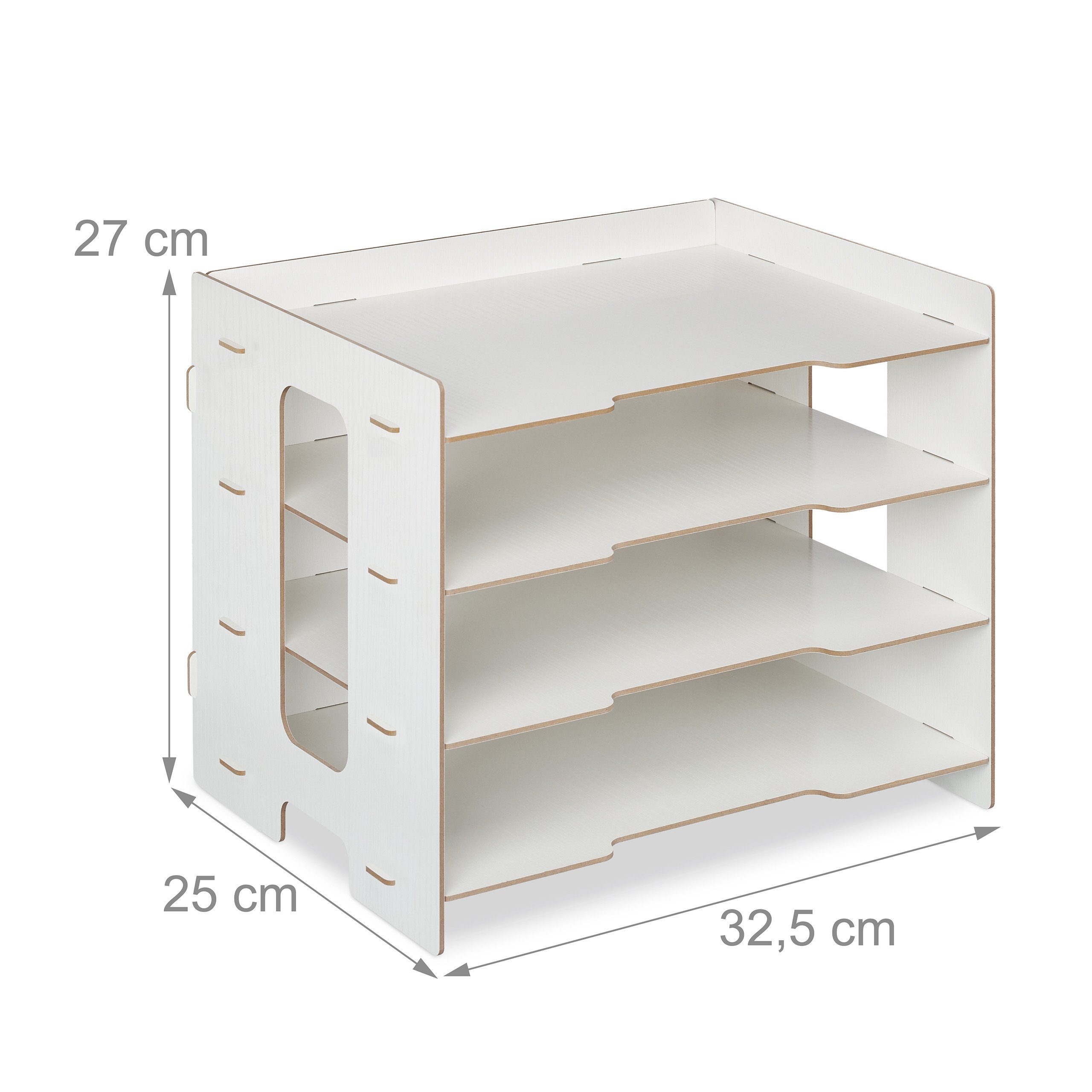 relaxdays Briefablage aus MDF mit 3 Fäch, weiß