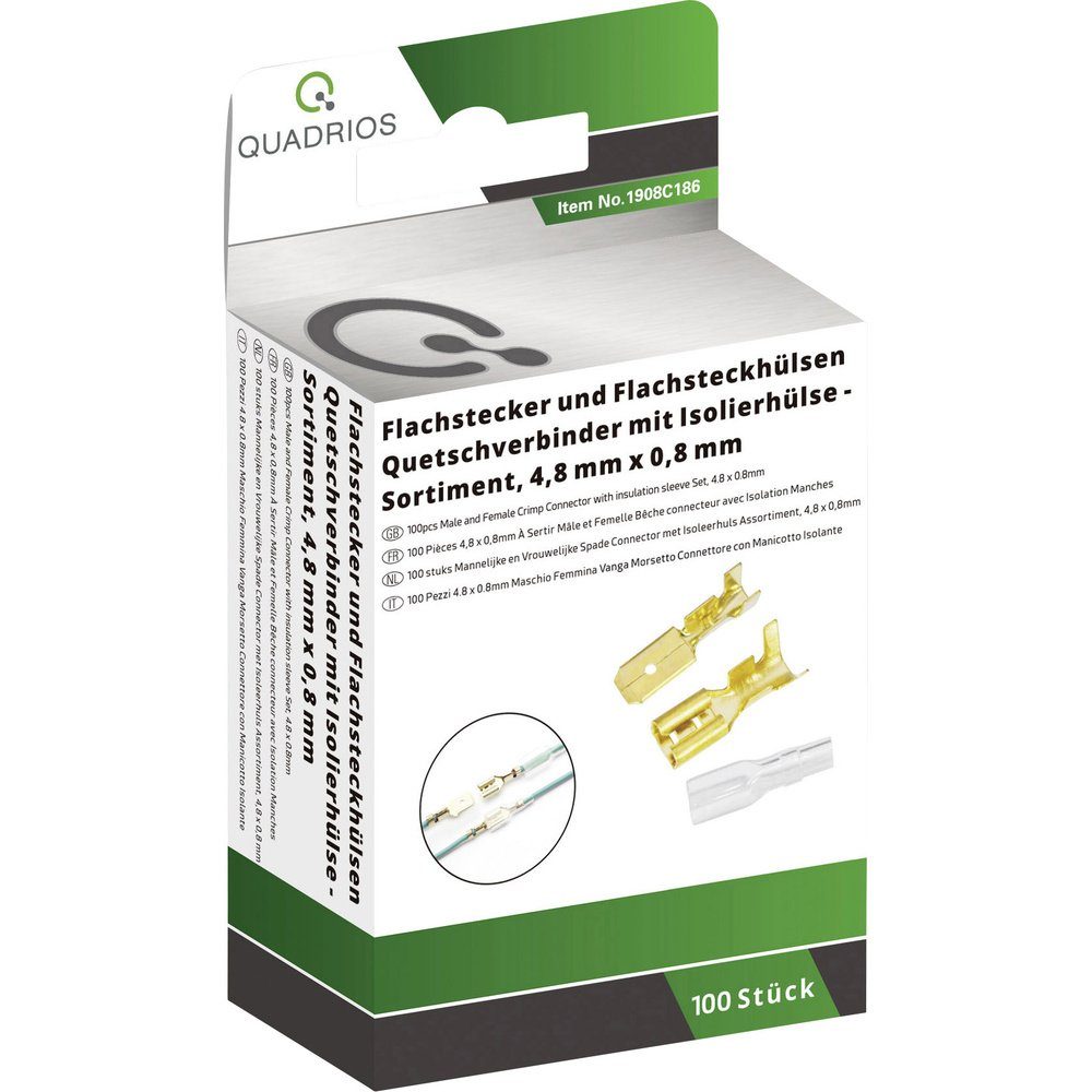Ringkabelschuh Quadrios 1908C186 Quetschverbinder-Sortiment 1.50 mm² 2.50 mm² Messing