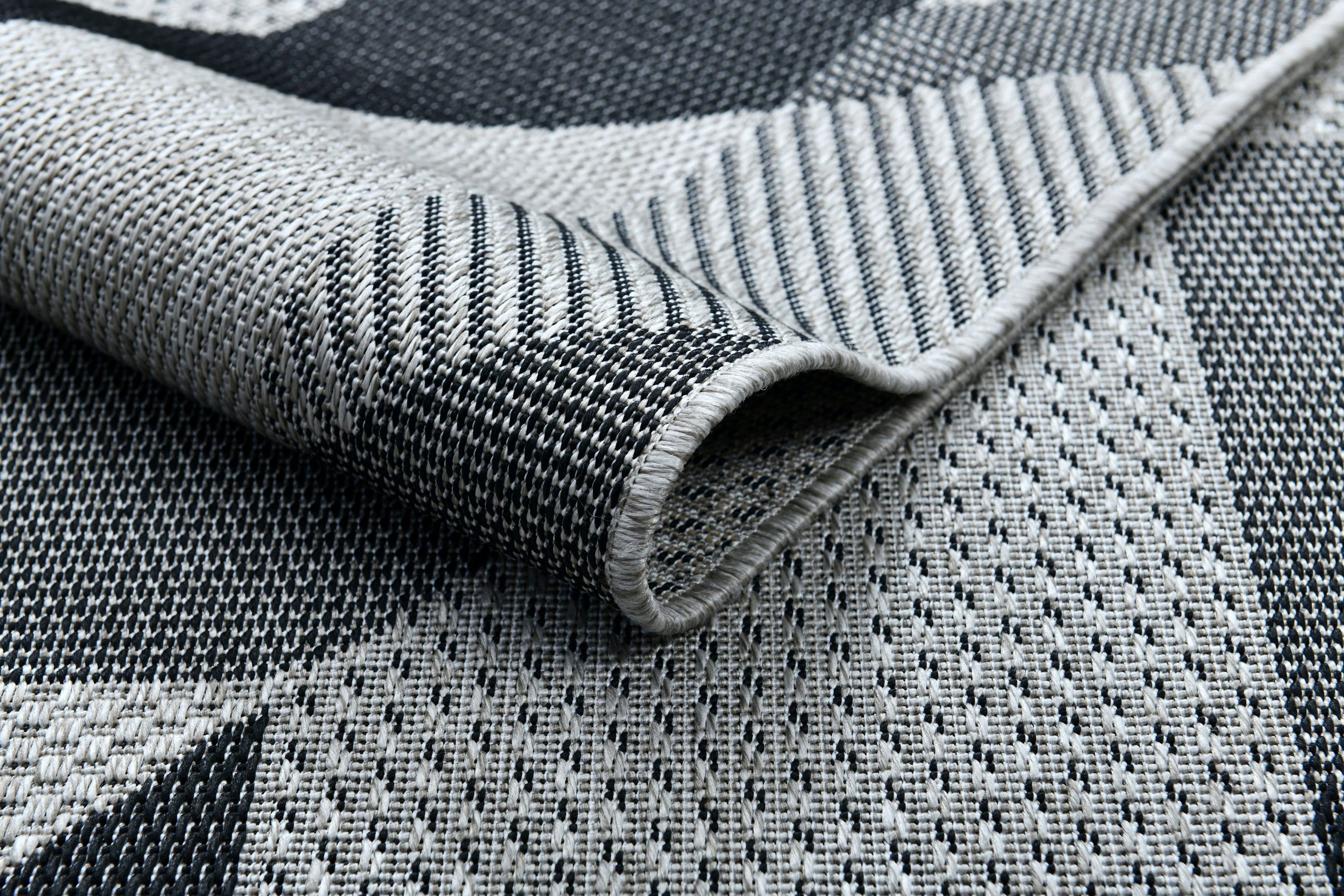 Teppich Borfin, Home und Muster, grau In- mm, affaire, Outdoor geometrischem rechteckig, Höhe: 7 mit schmutzabweisend, geeignet