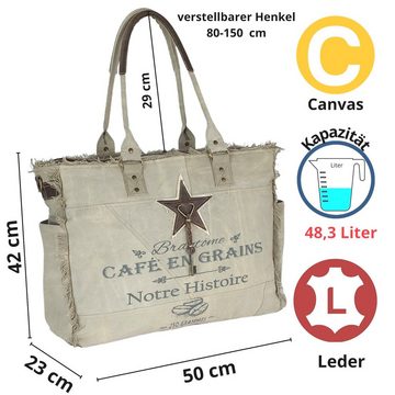 Sunsa Handtasche Damen große Handtasche. XXL Tasche aus Canvas & Leder. Nachhaltige Strandtasche/Weekender. Vintage Schultertasche als Geschenkideen, enthält recyceltes Material, Deutsches Design