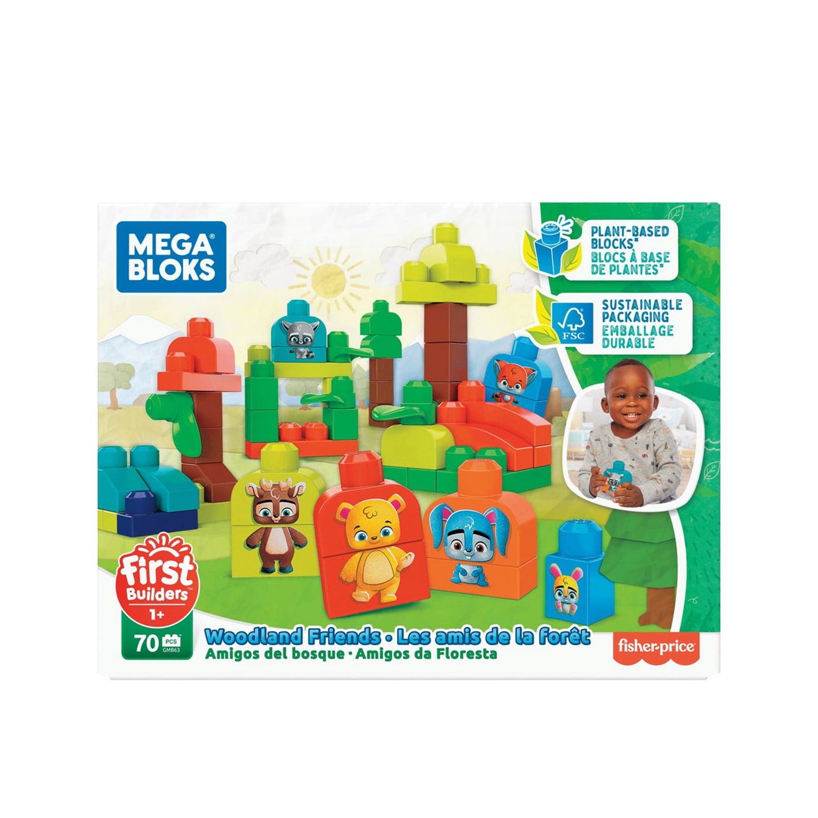 Mattel® Mega Bloks Bausteine 70 Teile Waldfreunde Safari Konstruktions-Spielset