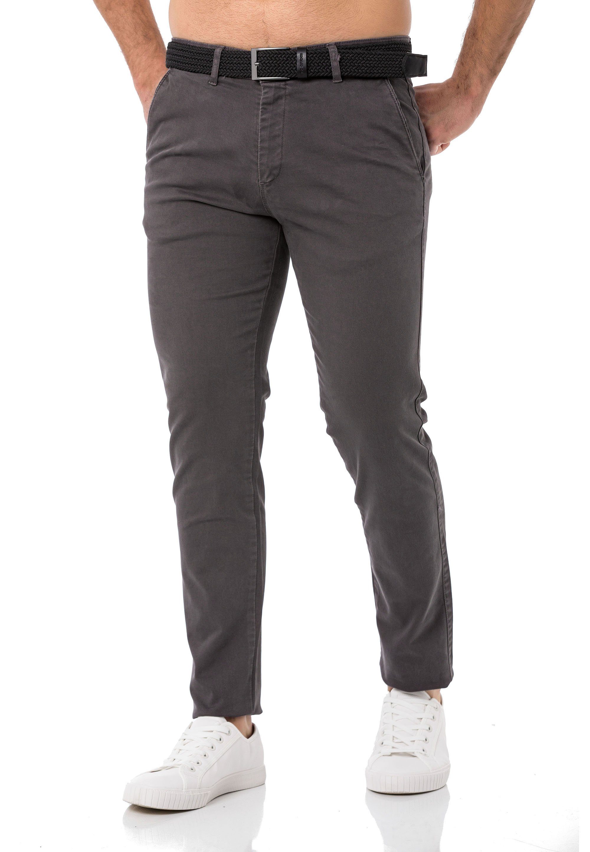 RedBridge Hose Chino Anthrazit Chinohose Pants Gürtel mit