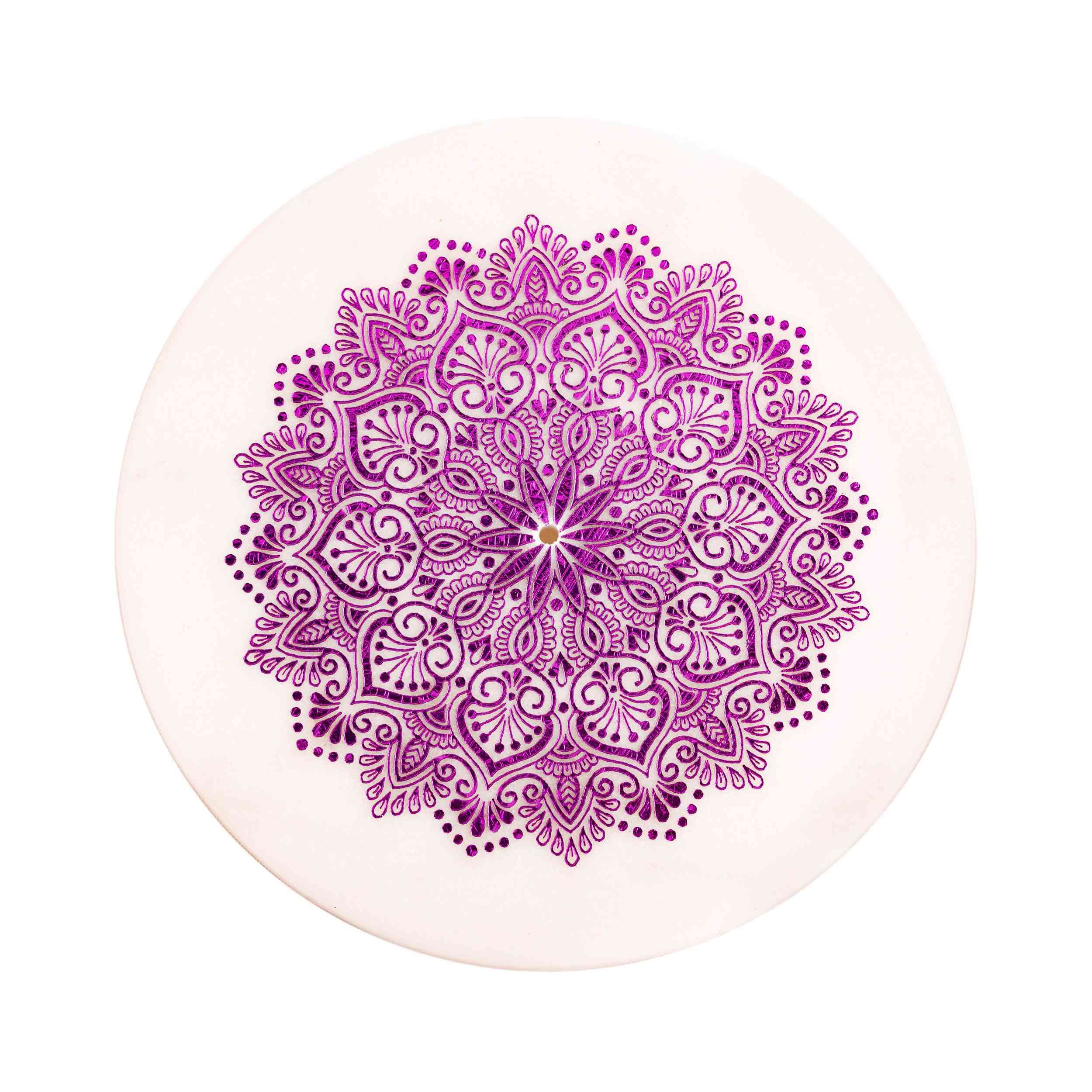NKlaus Räucherstäbchen-Halter Räucherstäbchenhalter Marmor Herzmandala 10 cm weiß Untersetzer