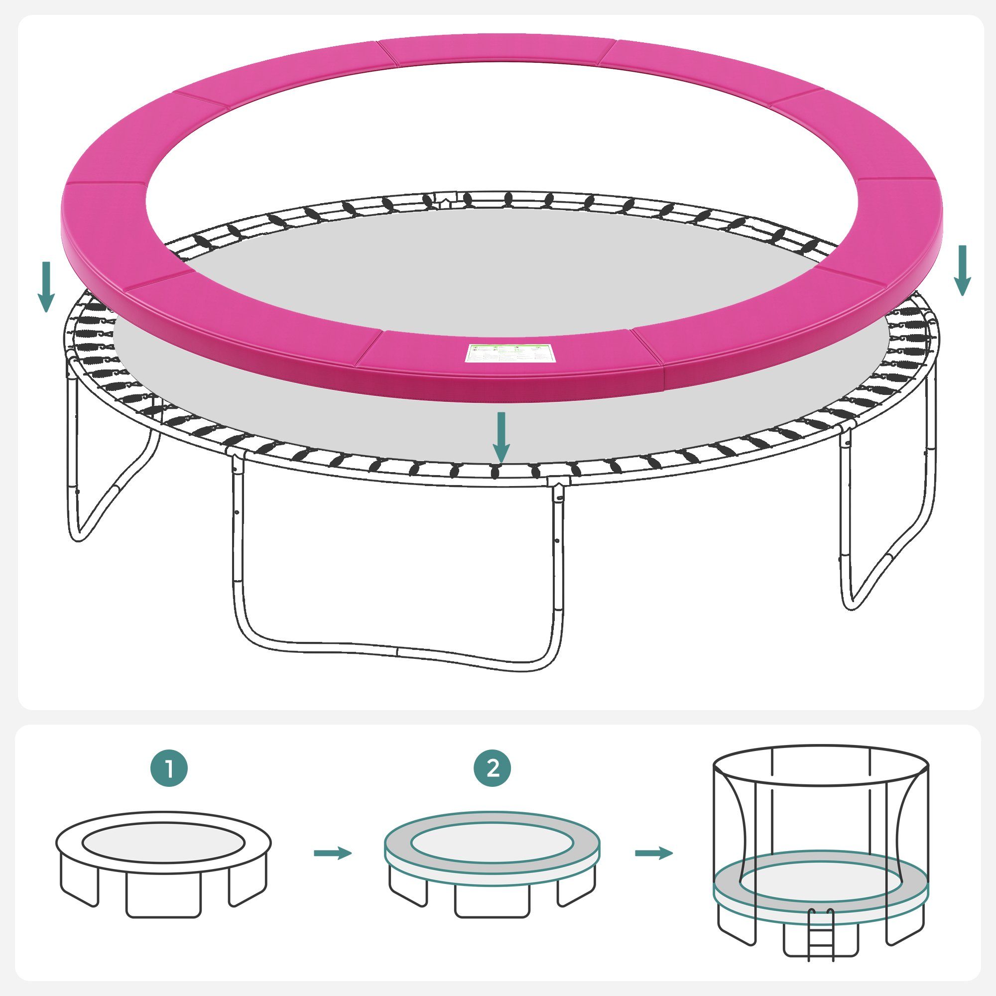 SONGMICS Trampolin-Abdeckplane, Ø 366 cm abnehmbar, UV-resistent,reißfest