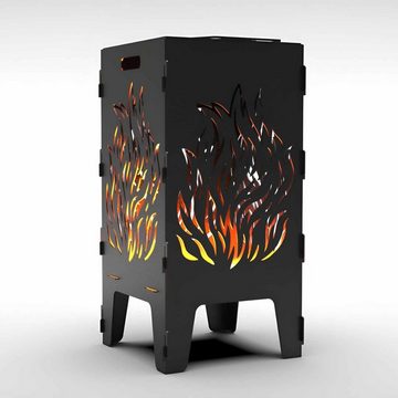 Creativ Metall Feuerkorb, (1-St), mit Grillplatte Flammen Motiv hochwertig 3mm Stahl