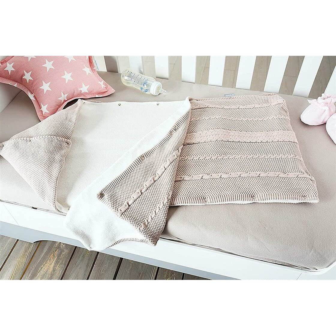Babydecke Schlafsack gestrickt 100% Geschenk-Verpackung Design, in hübscher Baumwolle, Natur SEI