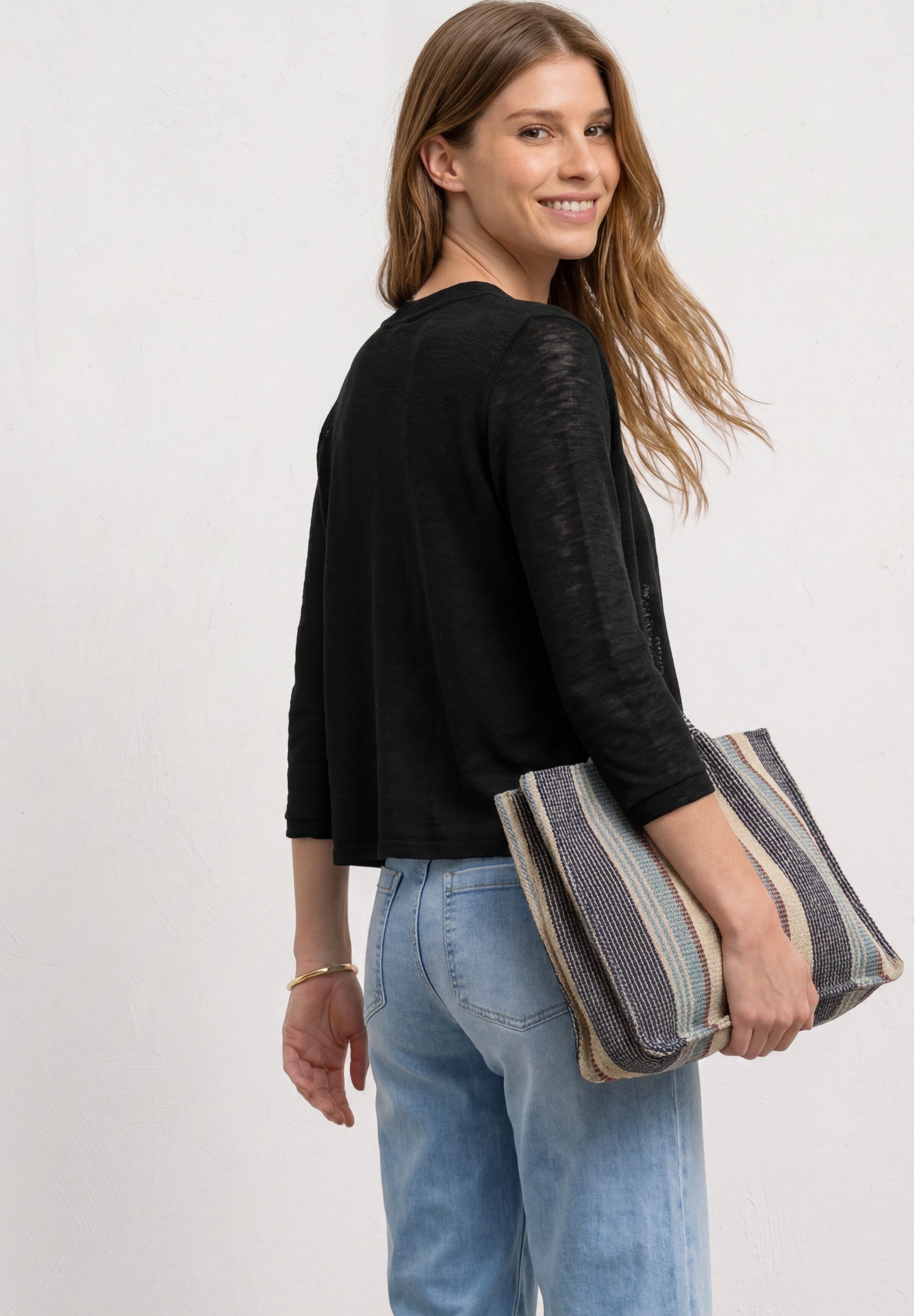 STREET ONE Shirtjacke Style Suse 3/4-Arm Jacke in offener Passform - aus Viskose und mit Stretch
