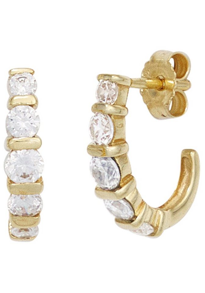 JOBO Paar Creolen, 333 Gold mit Zirkonia... JOBO Paar Creolen, 333 Gold mit Zirkonia...