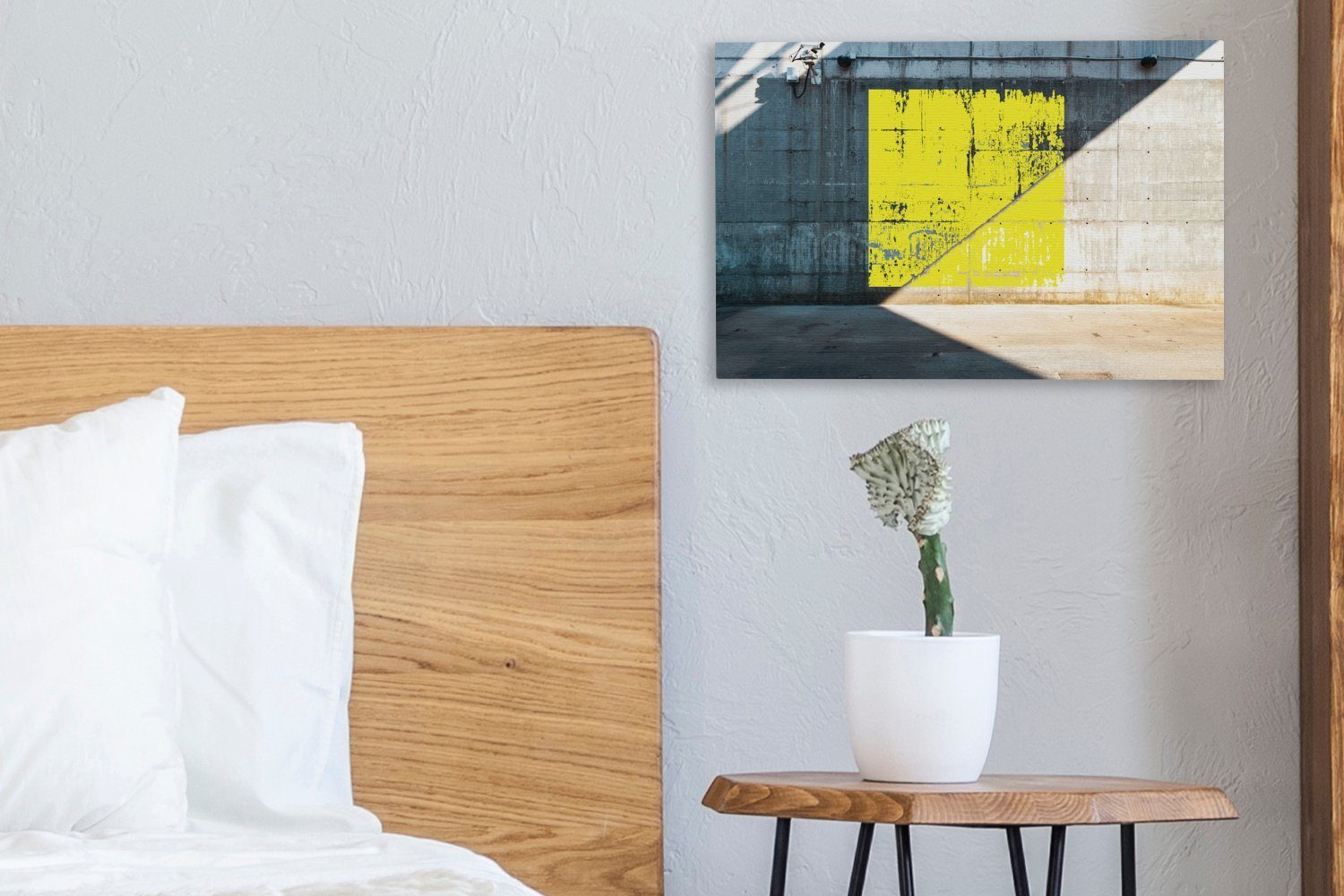 cm OneMillionCanvasses® Gelbes Leinwandbild 30x20 St), Aufhängefertig, (1 Wanddeko, Quadrat, Leinwandbilder, Graffiti Wandbild